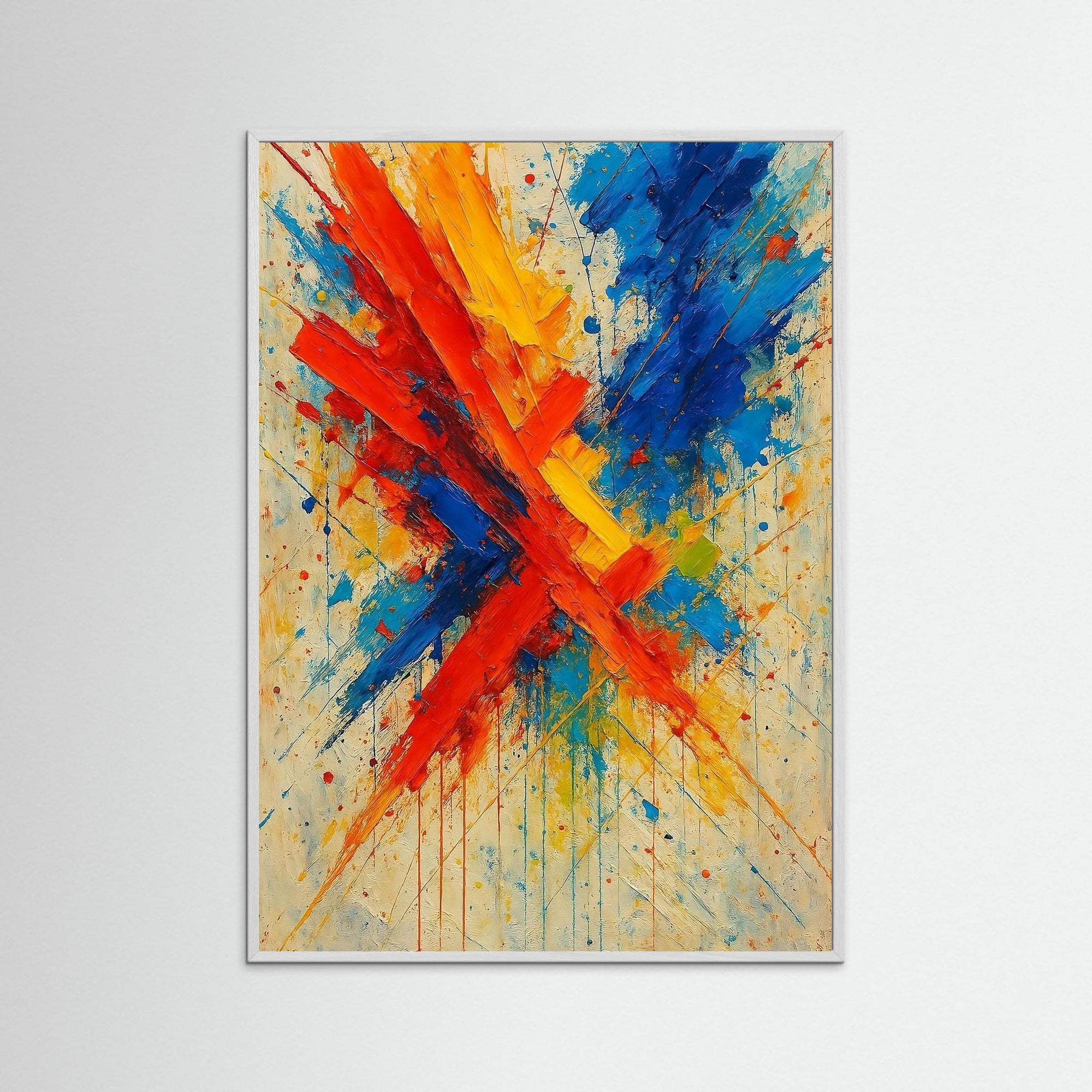 Color Collision als Kunstwerk mit weißem Echtholzrahmen