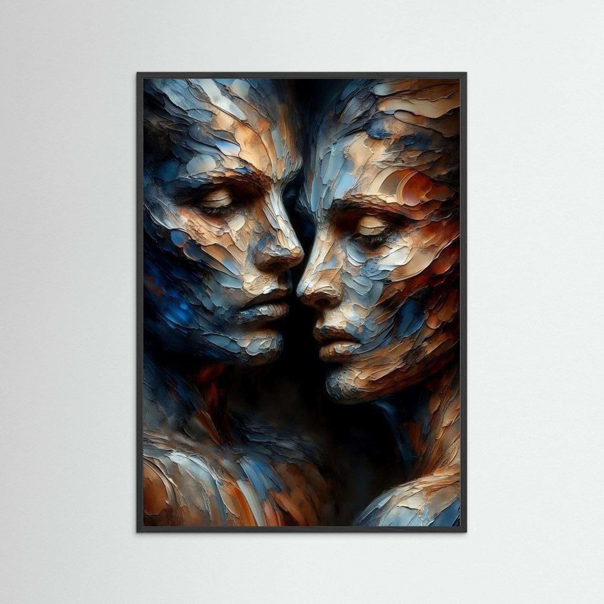 Confrontation of Being als Kunstwerk mit schwarzem Echtholzrahmen
