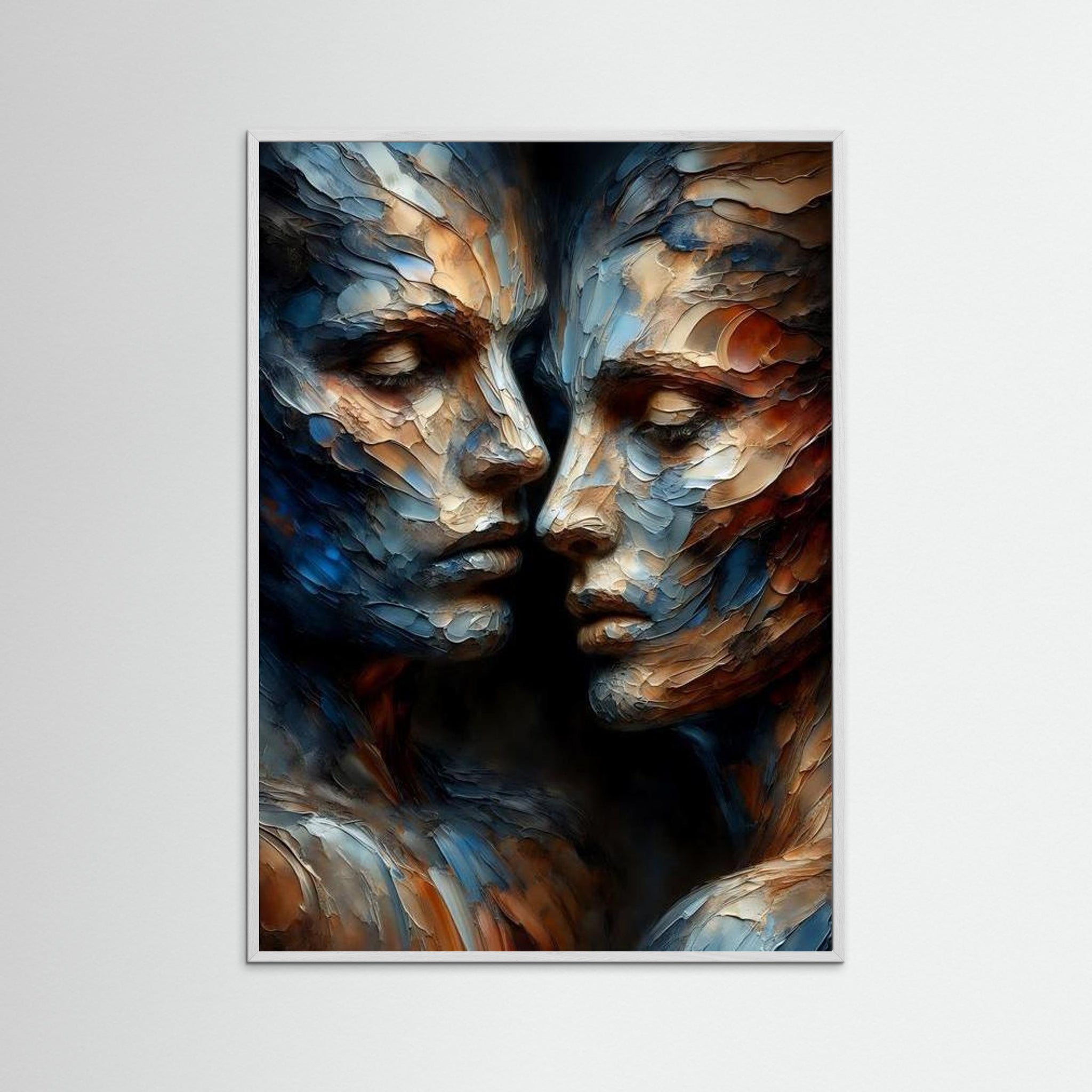 Confrontation of Being als Kunstmotiv mit weißem Echtholzrahmen