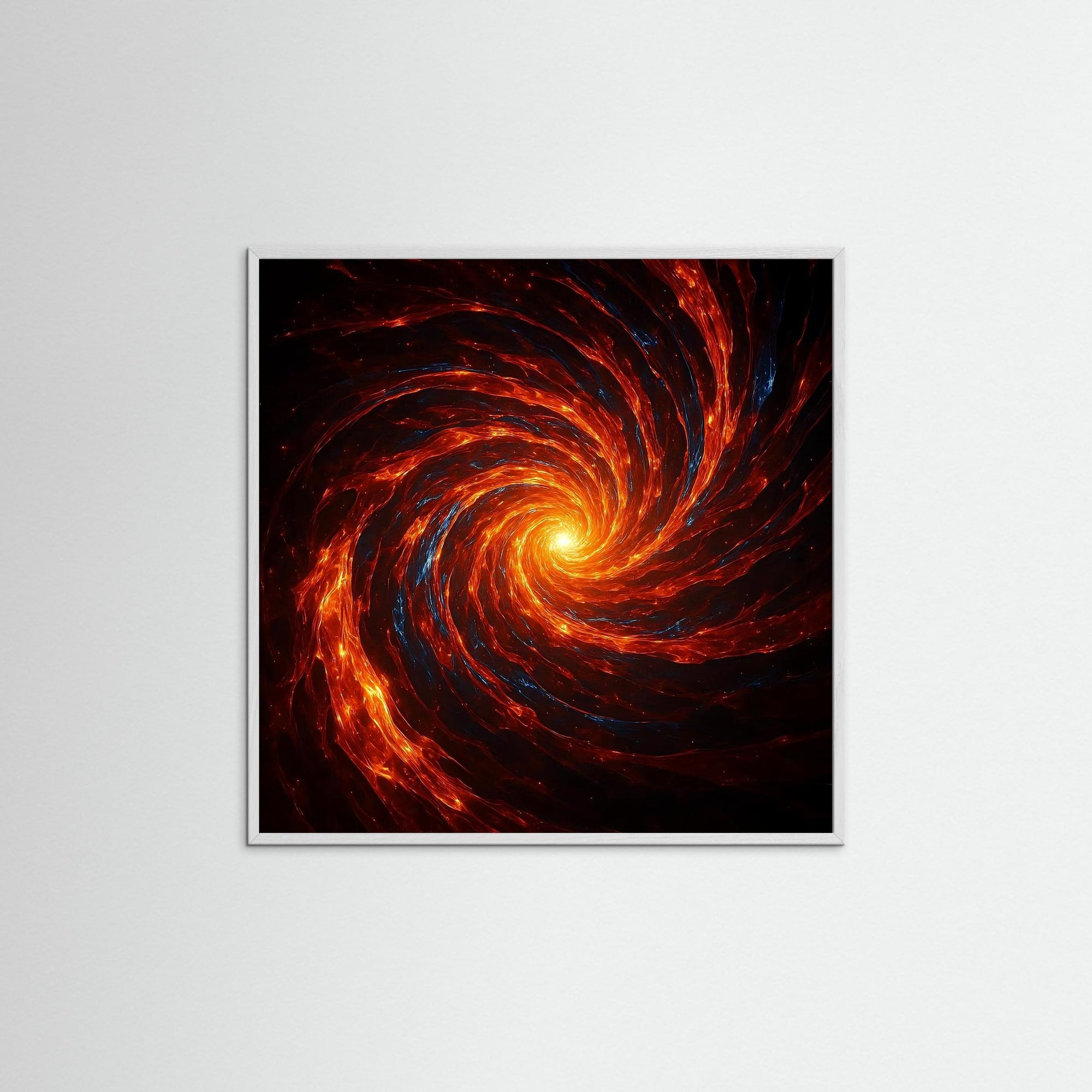 Cosmic Inferno als gerahmtes Kunstmotiv mit weißem Echtholzrahmen
