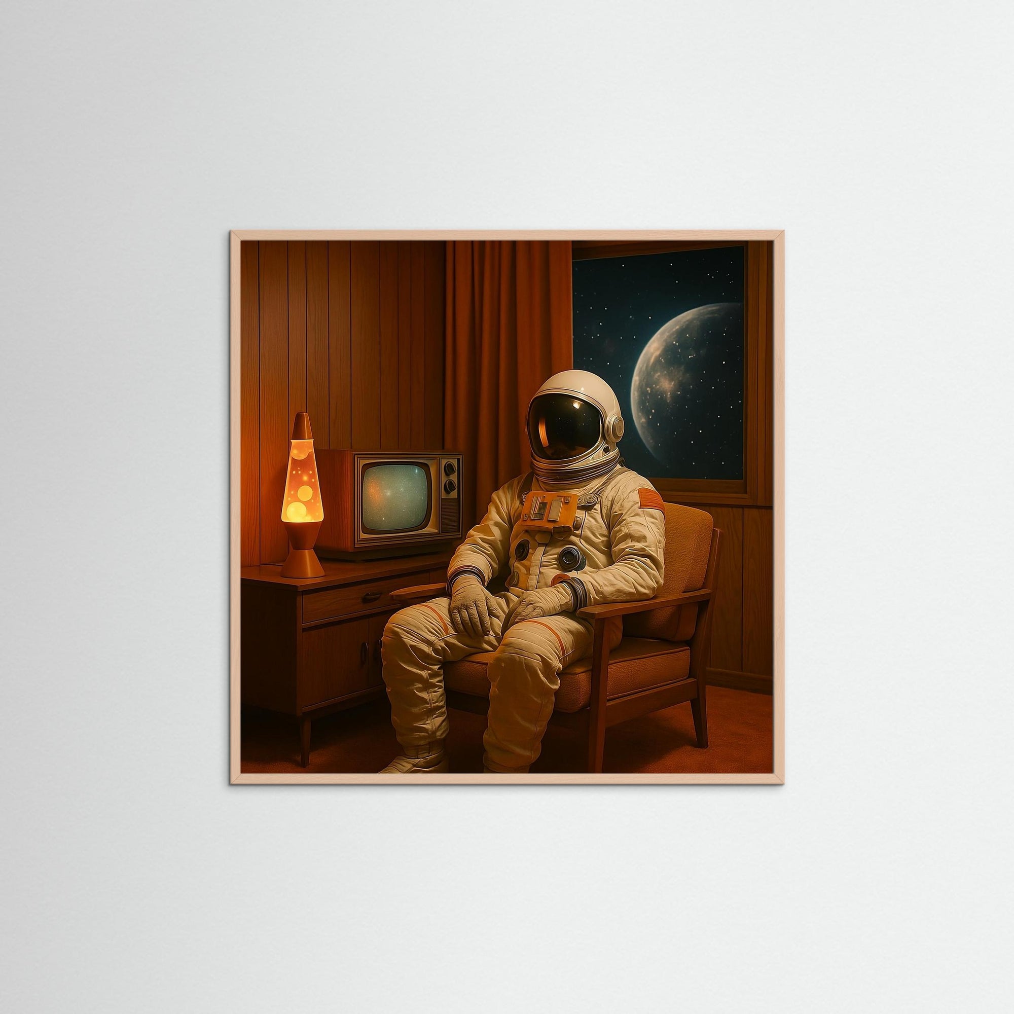 Cosmic Isolation als Wandkunst mit Echtholzrahmen in Rose