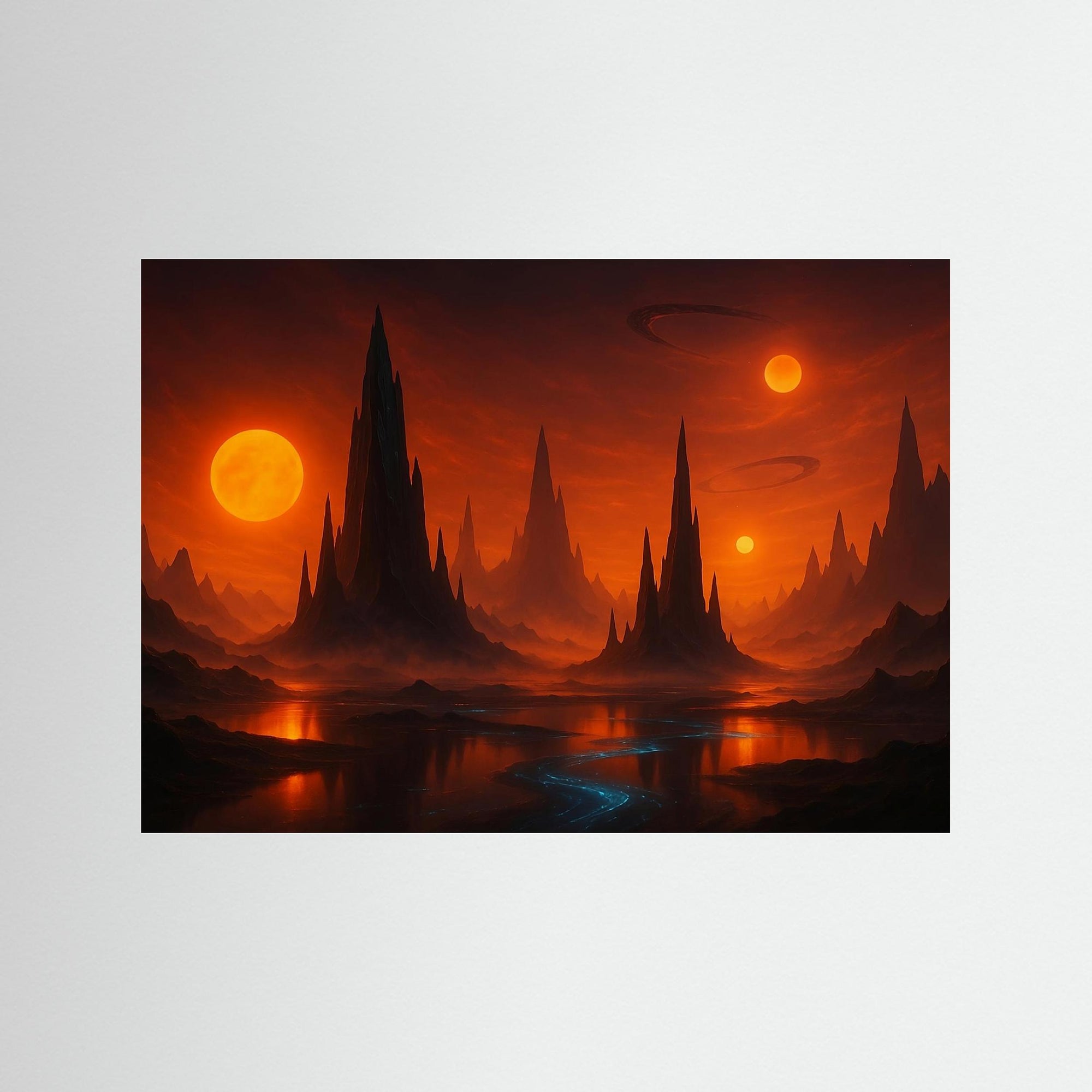 Crimson Moonscape als rahmenloses Kunstwerk