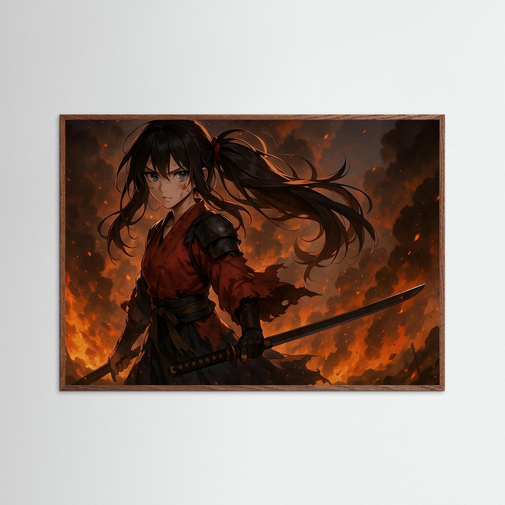 Crimson Resolve als Kunstmotiv mit Echtholzrahmen in Dunkler Eiche