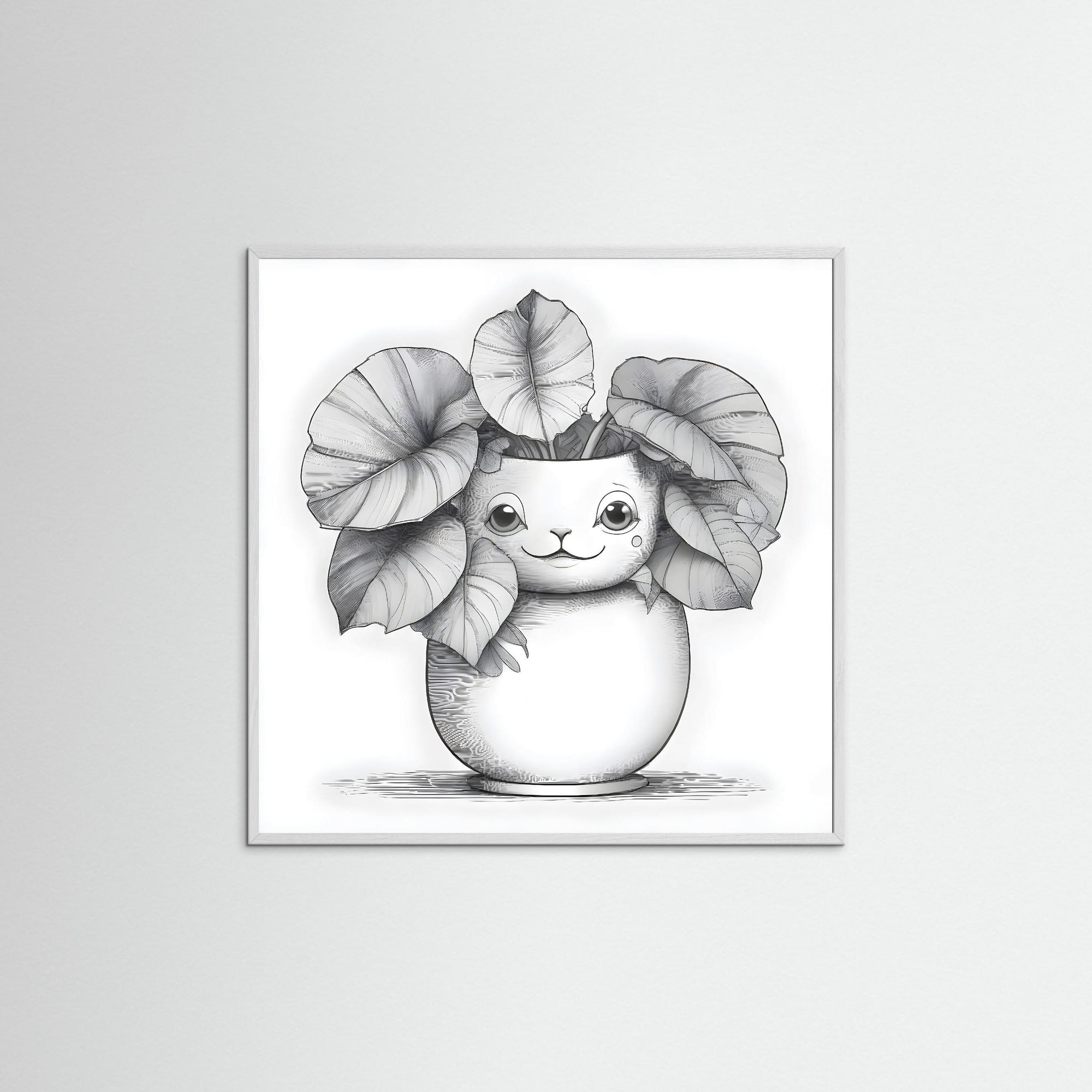 Cute Glower als gerahmtes Wandbild mit weißem Echtholzrahmen