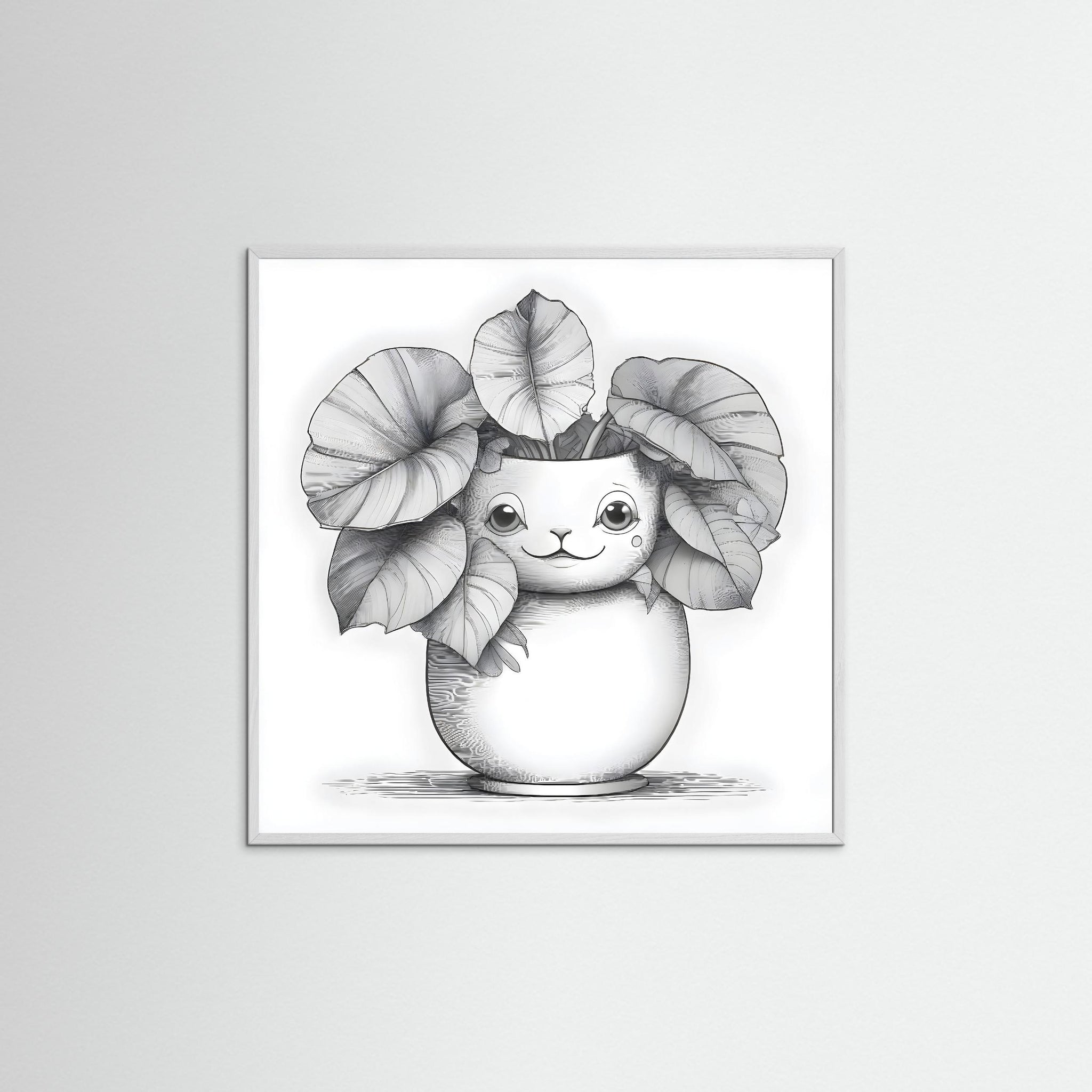 Cute Glower als gerahmtes Wandbild mit weißem Echtholzrahmen