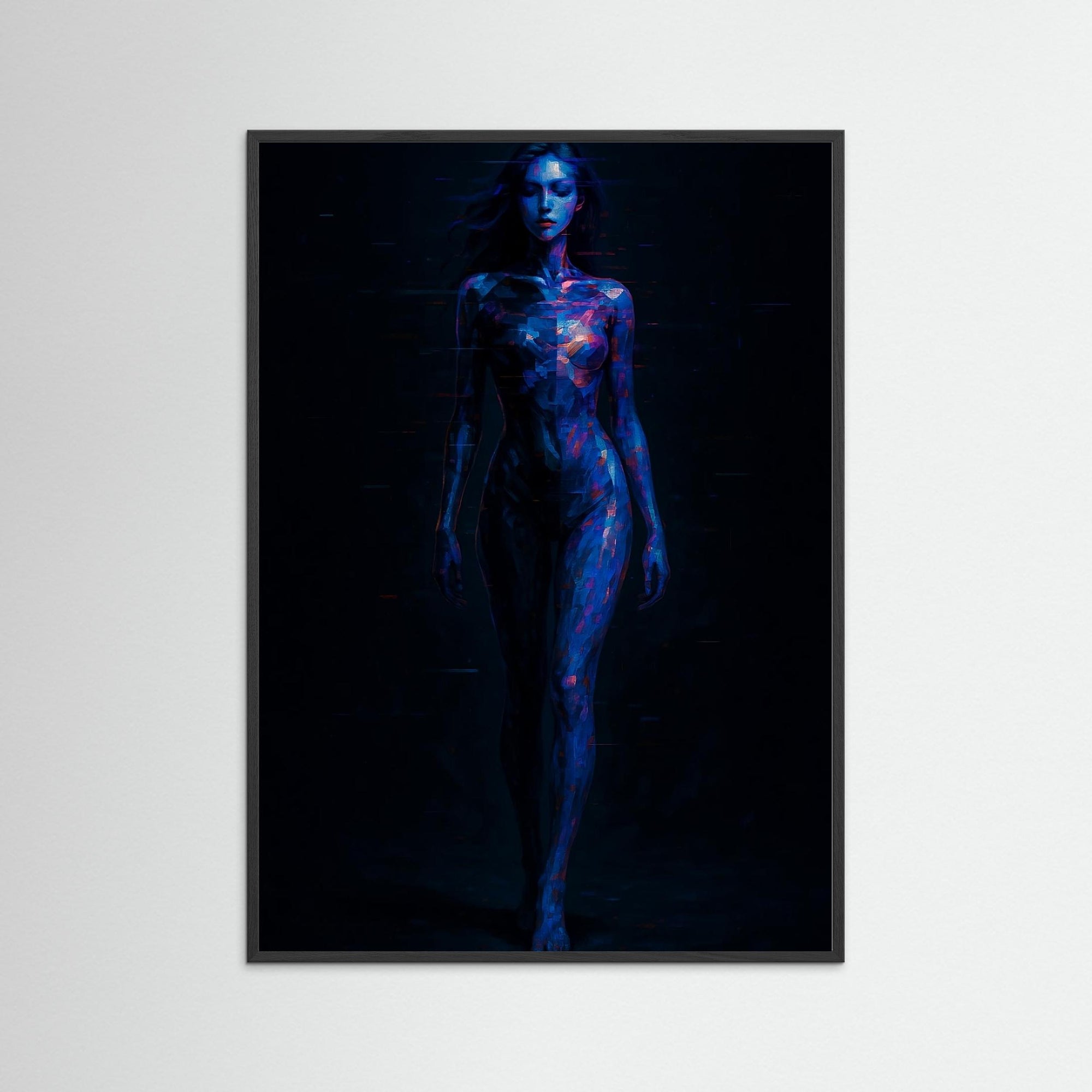 Data Flesh als Wandkunst mit schwarzem Echtholzrahmen