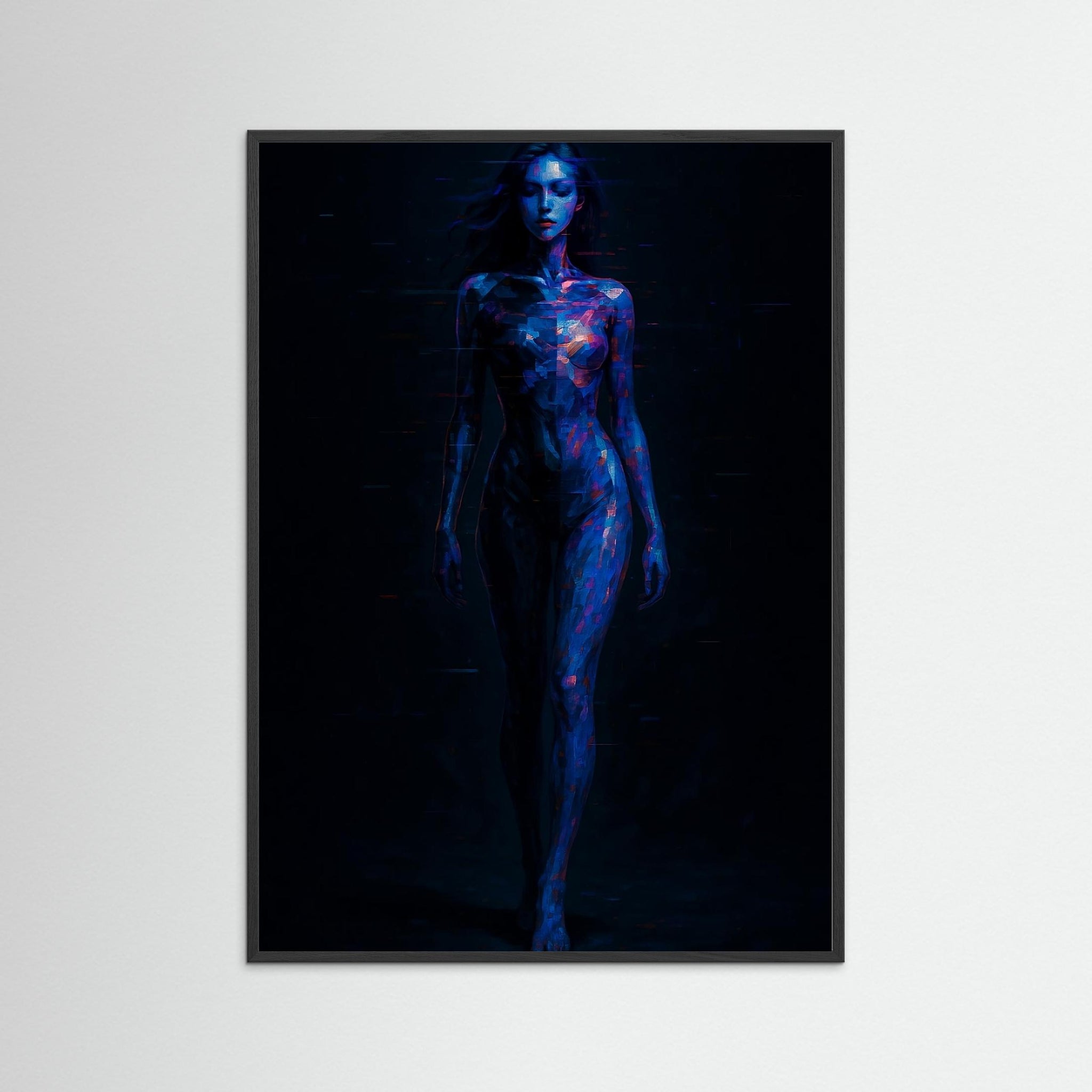 Data Flesh als Wandkunst mit schwarzem Echtholzrahmen