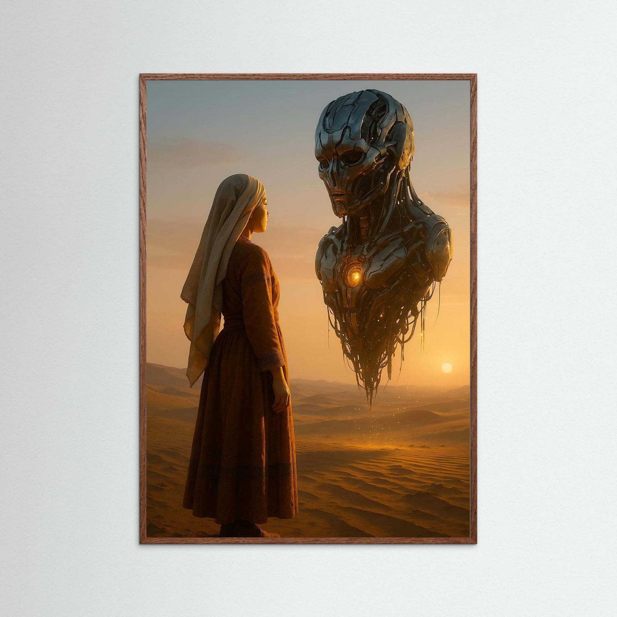 Desert Encounter als Wandkunst mit dunklem Echtholzrahmen
