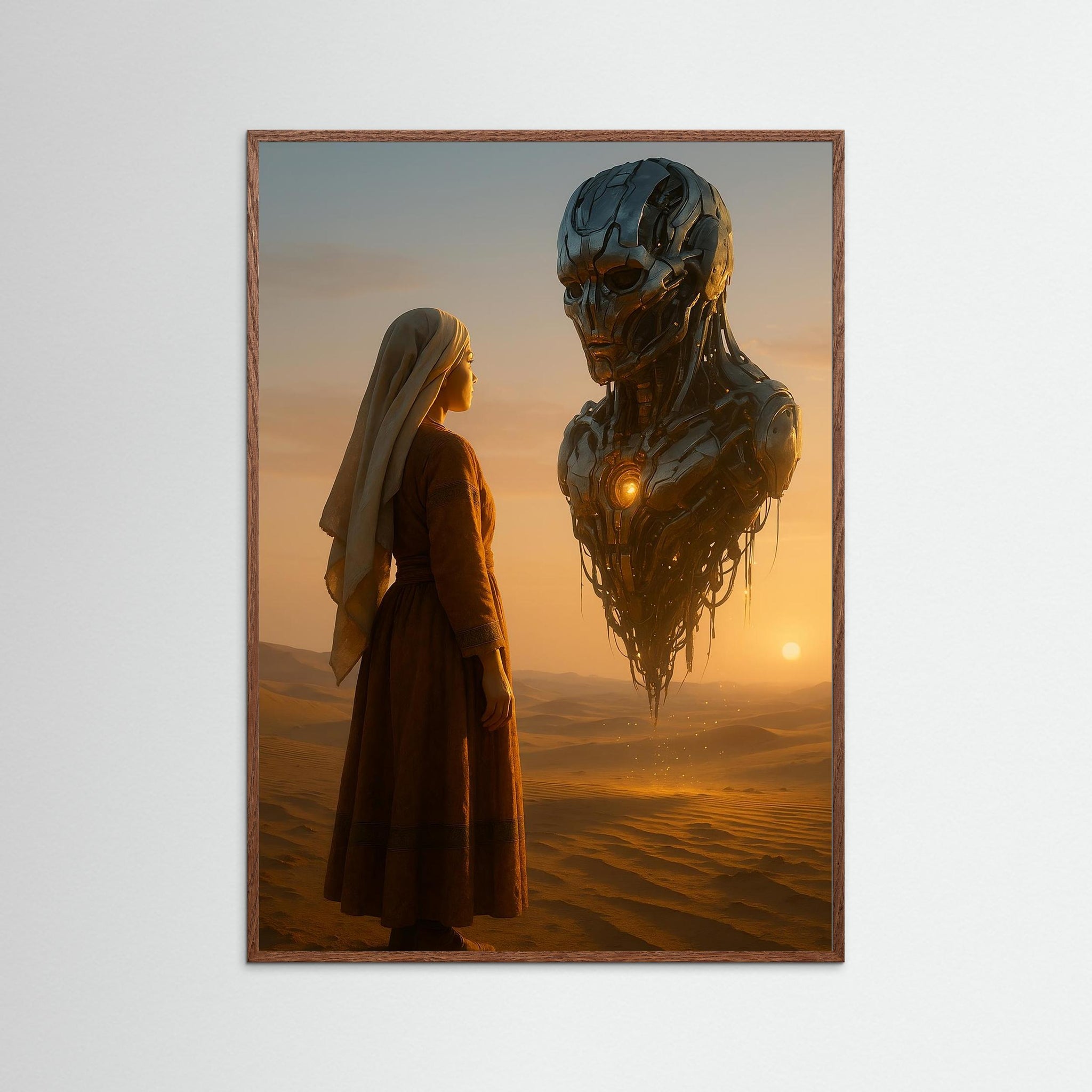 Desert Encounter als Wandkunst mit dunklem Echtholzrahmen