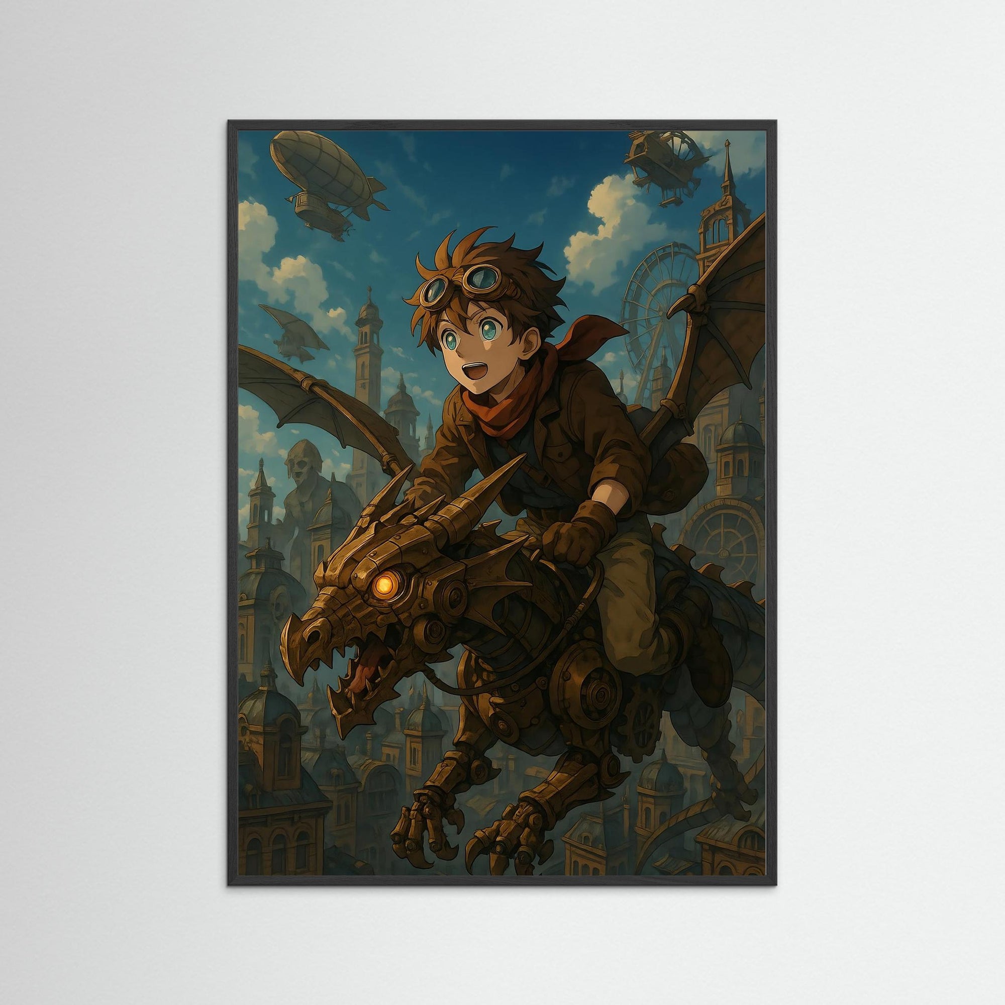 Dragonflight als Kunstwerk mit schwarzem Echtholzrahmen