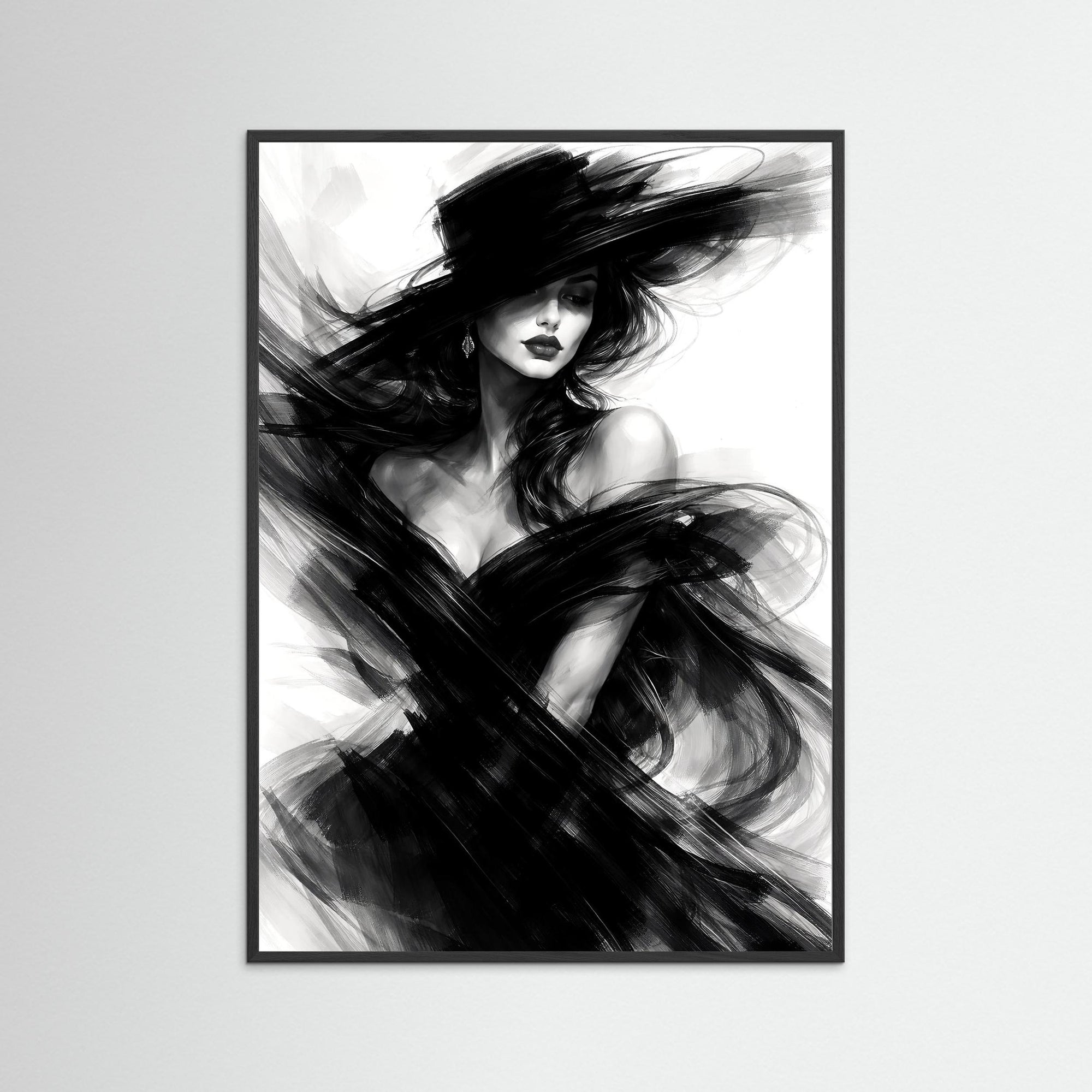 Dressed in Shadow als Kunstwerk mit schwarzem Echtholzrahmen