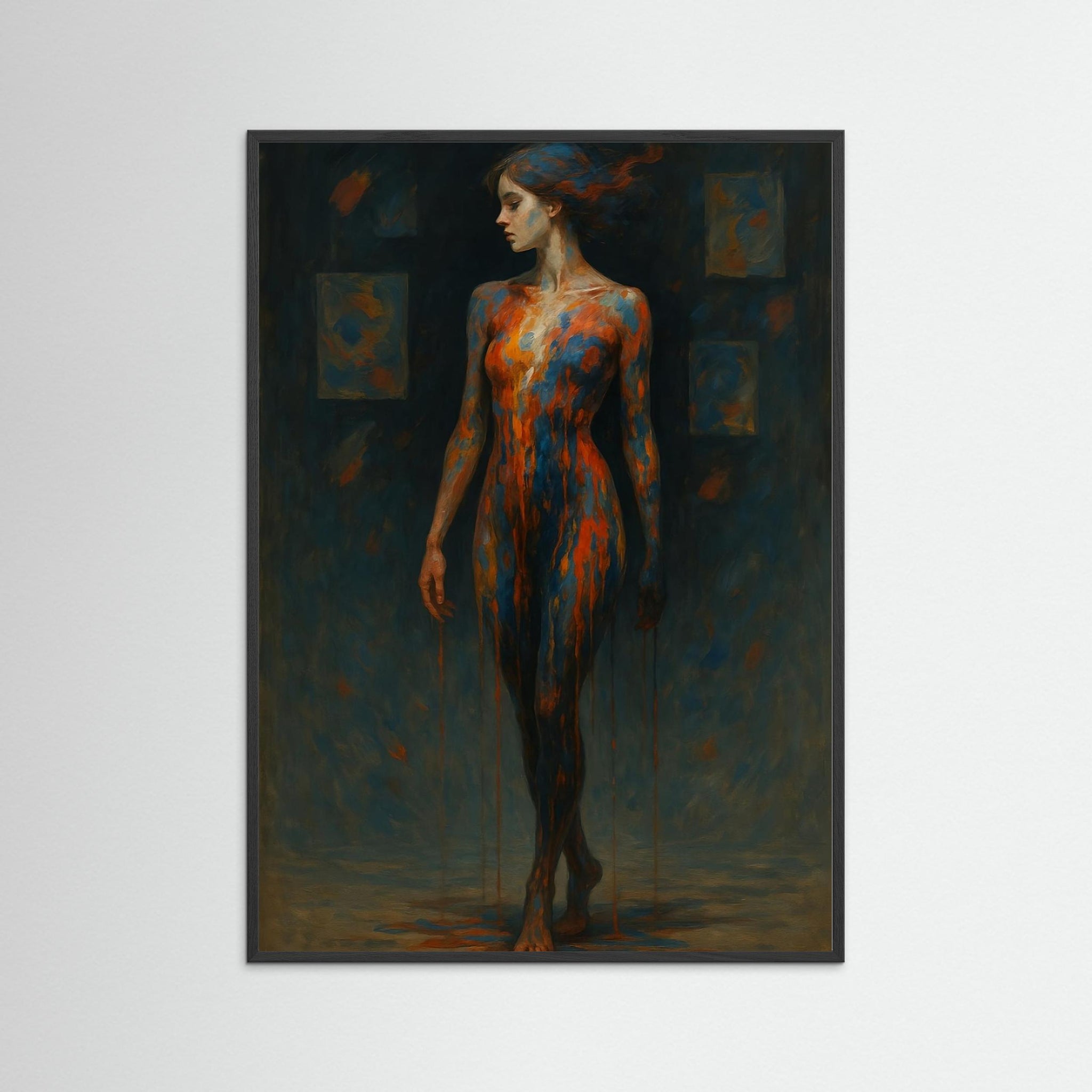 Dripping Soul als Kunstmotiv mit schwarzem Echtholzrahmen