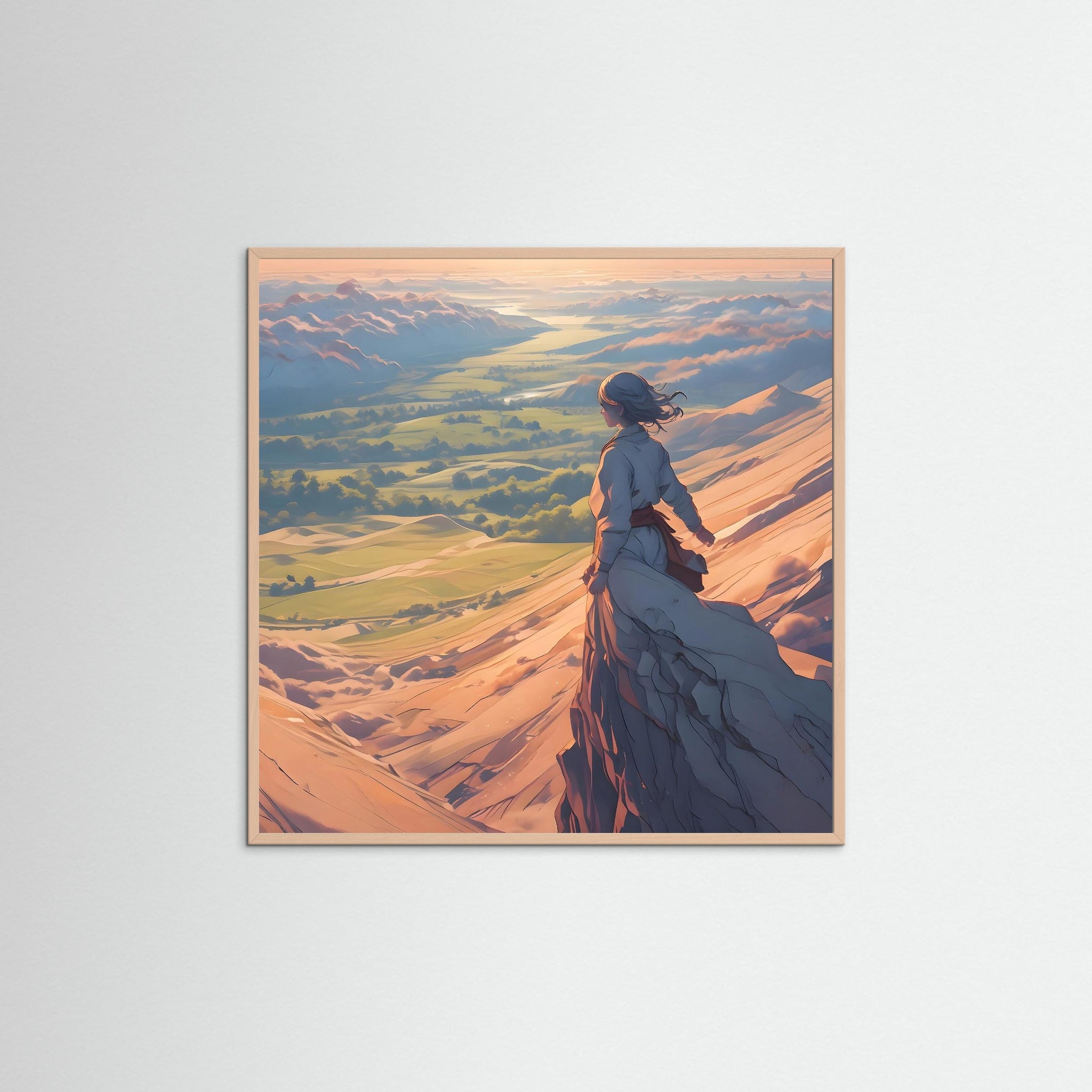 Edge of Dawn als Kunstwerk mit Echtholzrahmen in Rose