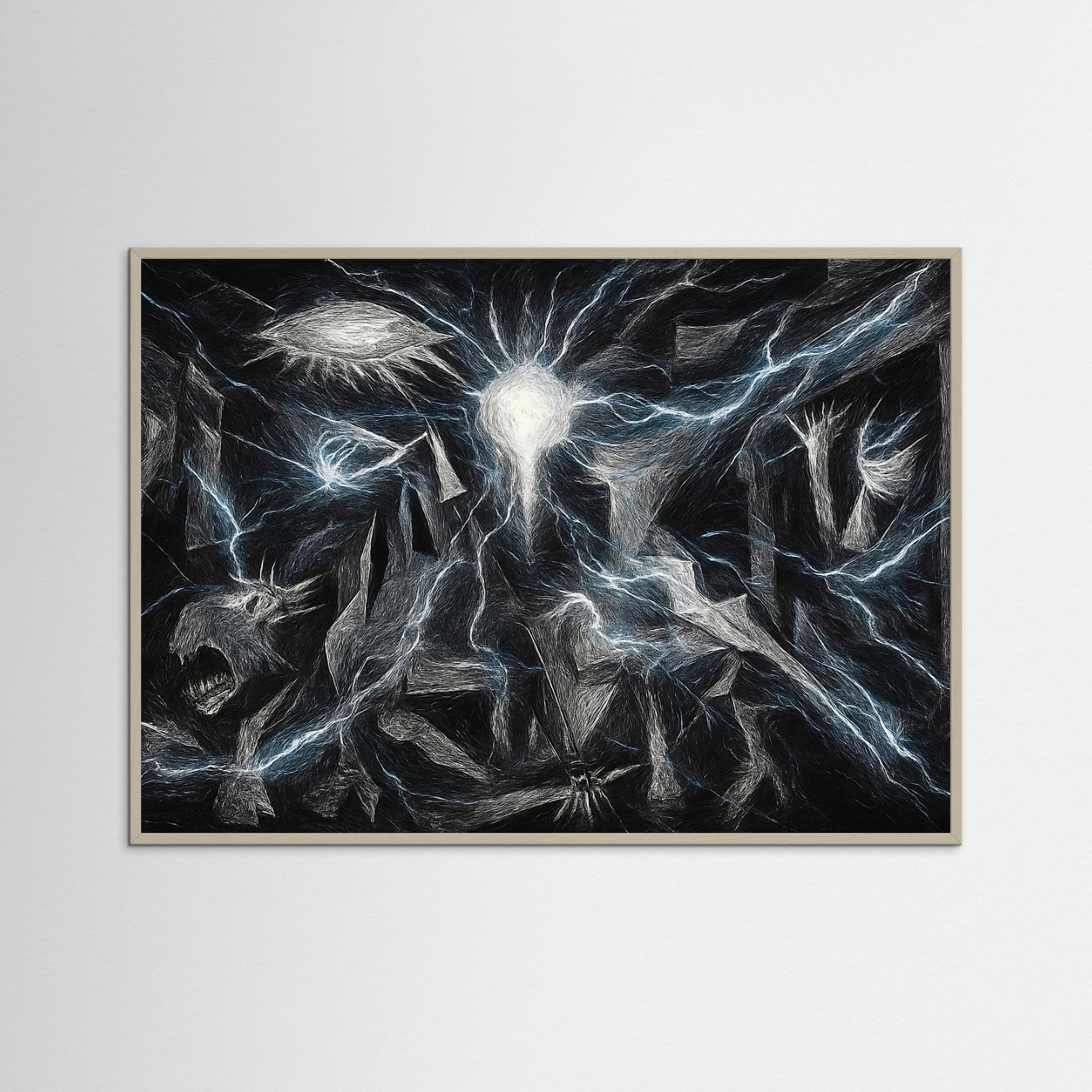 Electric Abyss als Kunstdruck mit grauem Echtholzrahmen