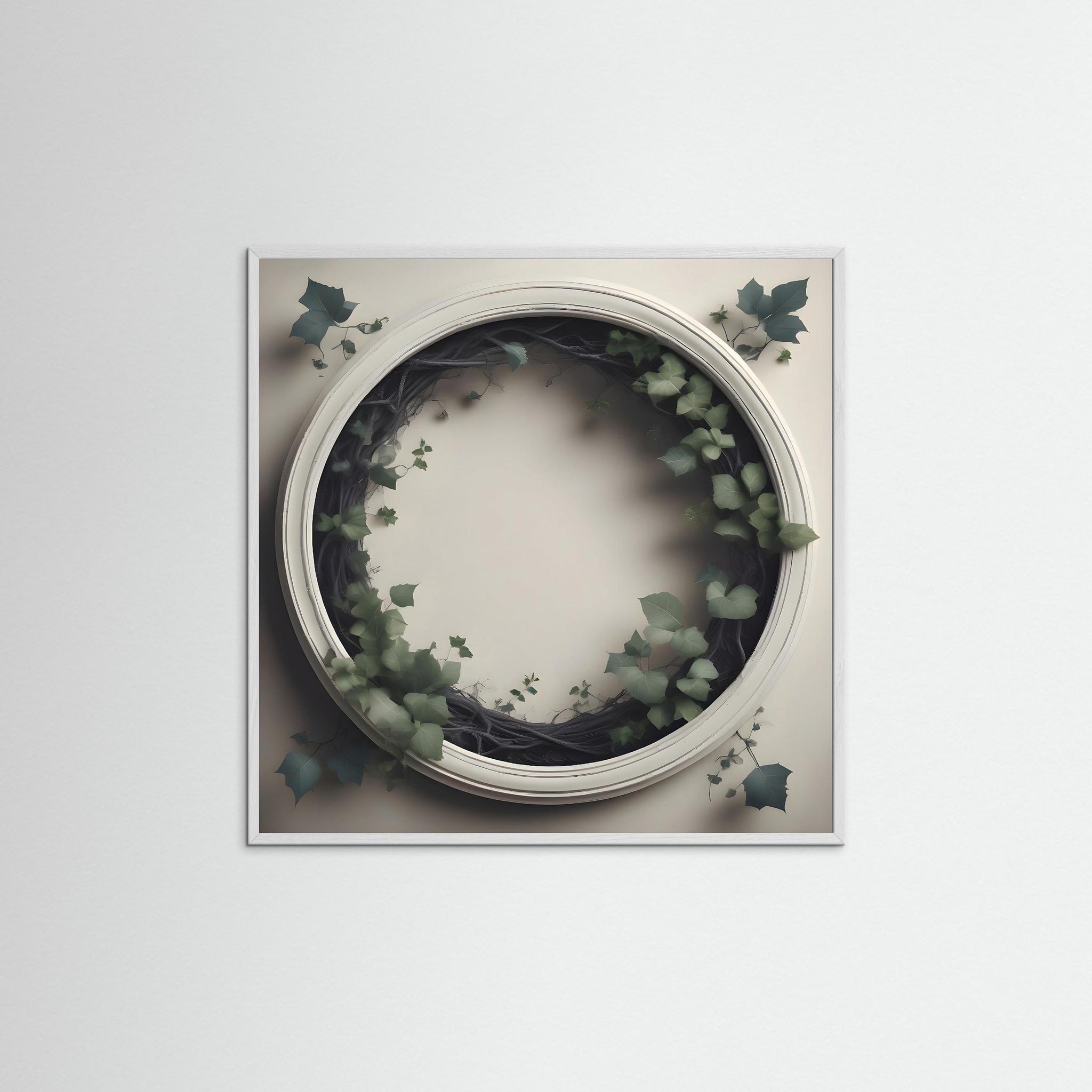 Eternal Green als Kunstwerk mit weißem Echtholzrahmen