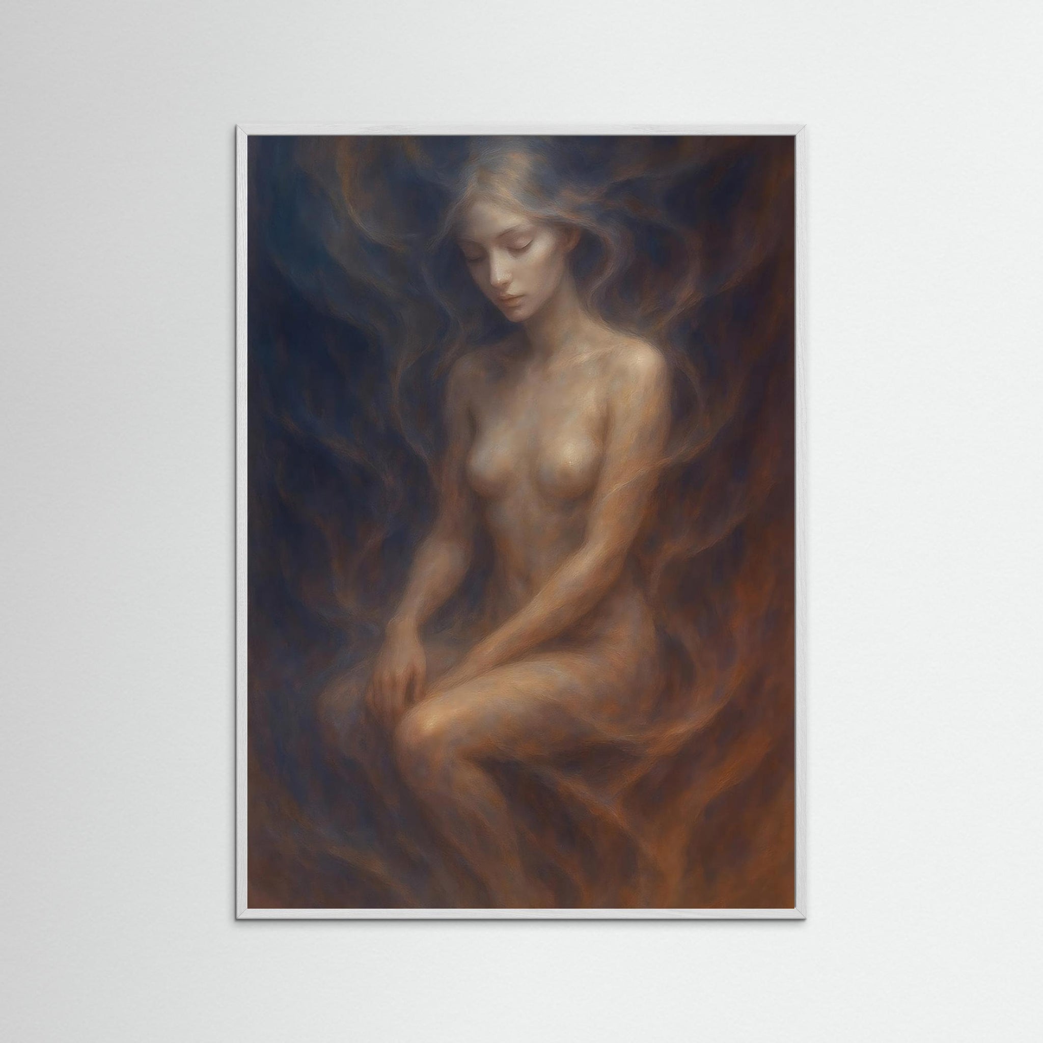 Gerahmte Ausführung von Ethereal Stillness mit weißem Echtholzrahmen