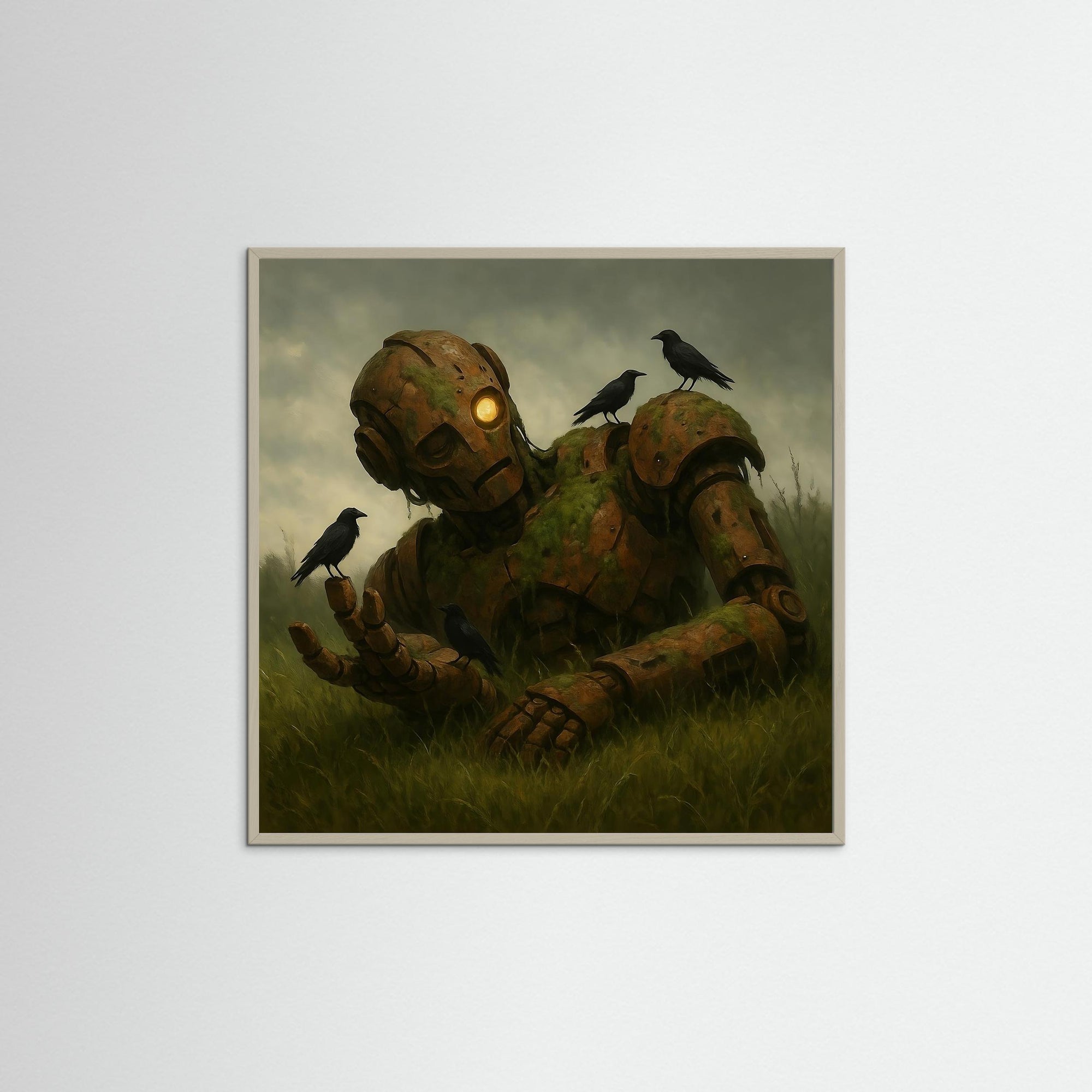 Fallen Guardian als Wandbild mit grauem Echtholzrahmen