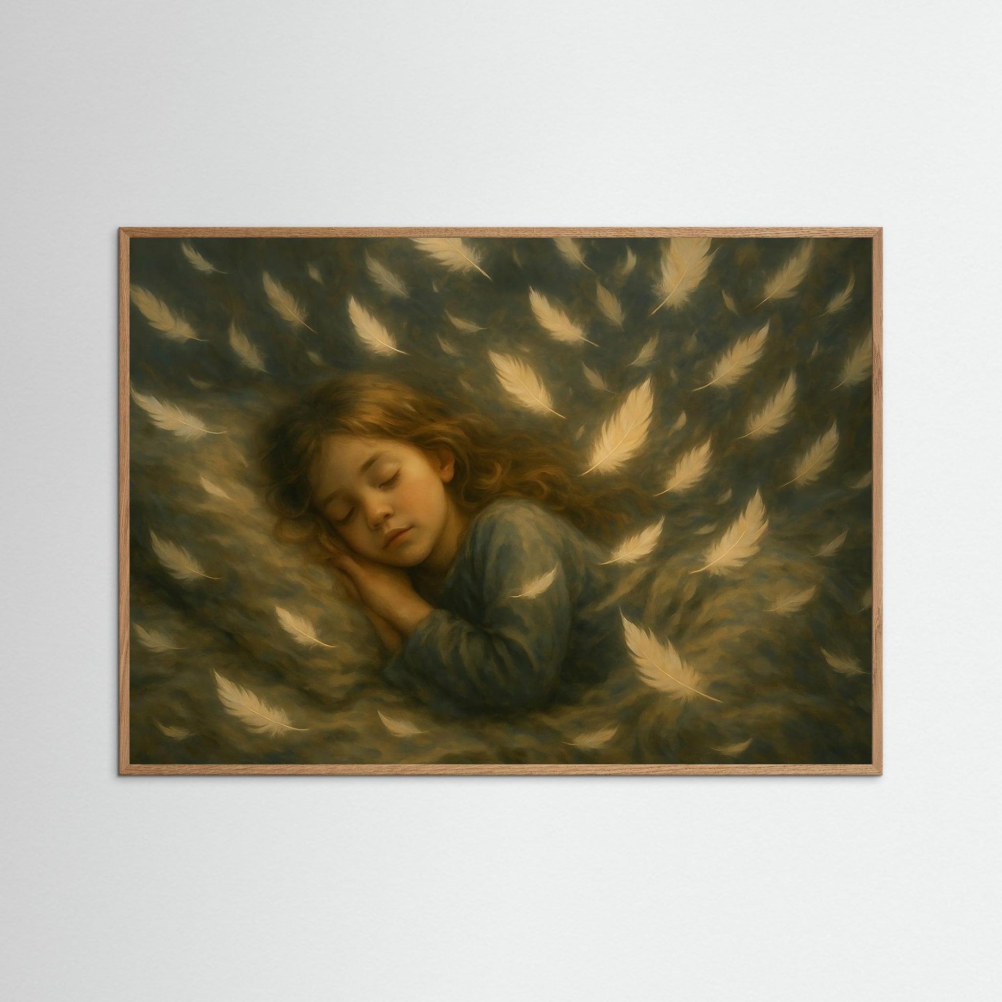Featherdream als Wandbild mit Echtholzrahmen in Natur