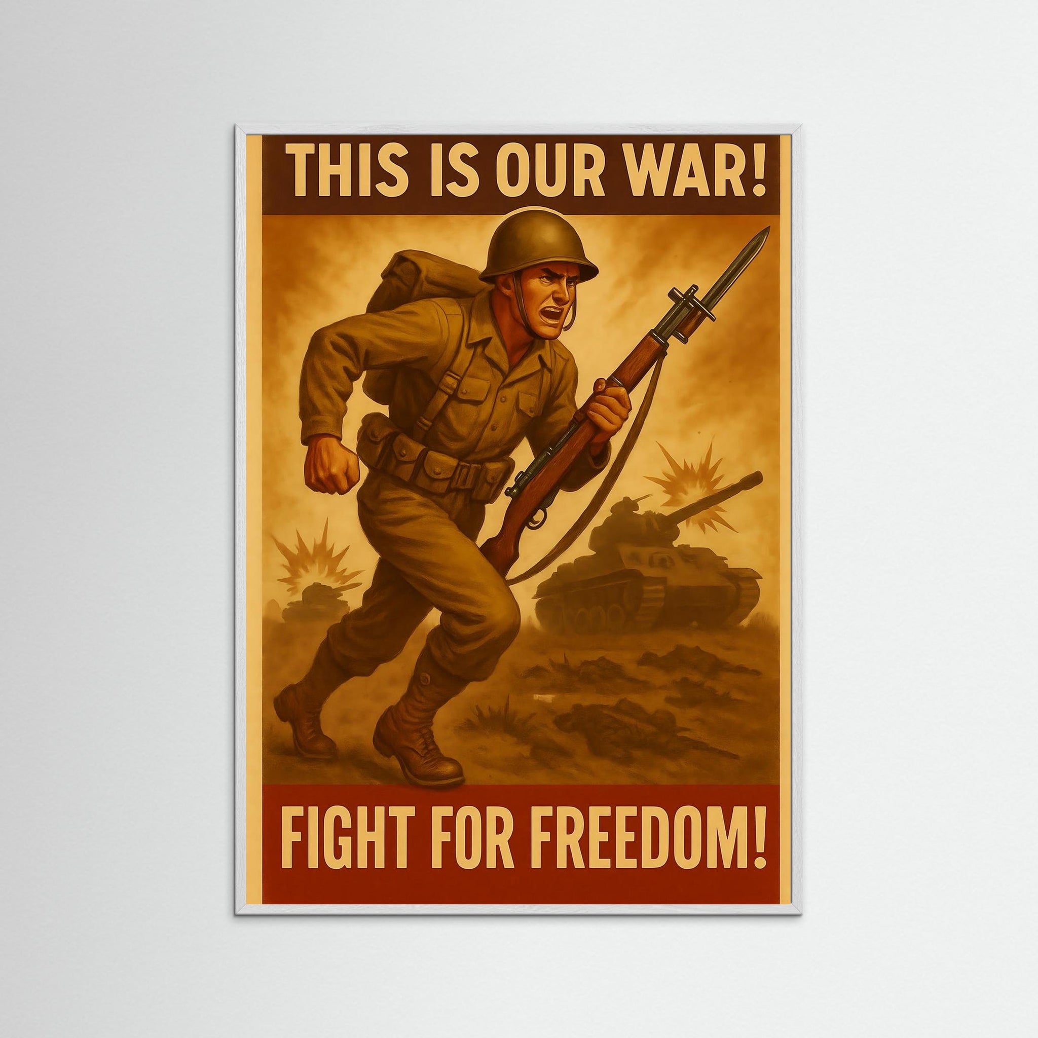 Fight for Freedom als Kunstwerk mit weißem Echtholzrahmen