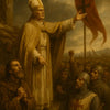 Papst Urban II. ruft zum Kreuzzug auf – KI Kunst mit Rittern, Flagge und Glaubensstärke im historischen Stil