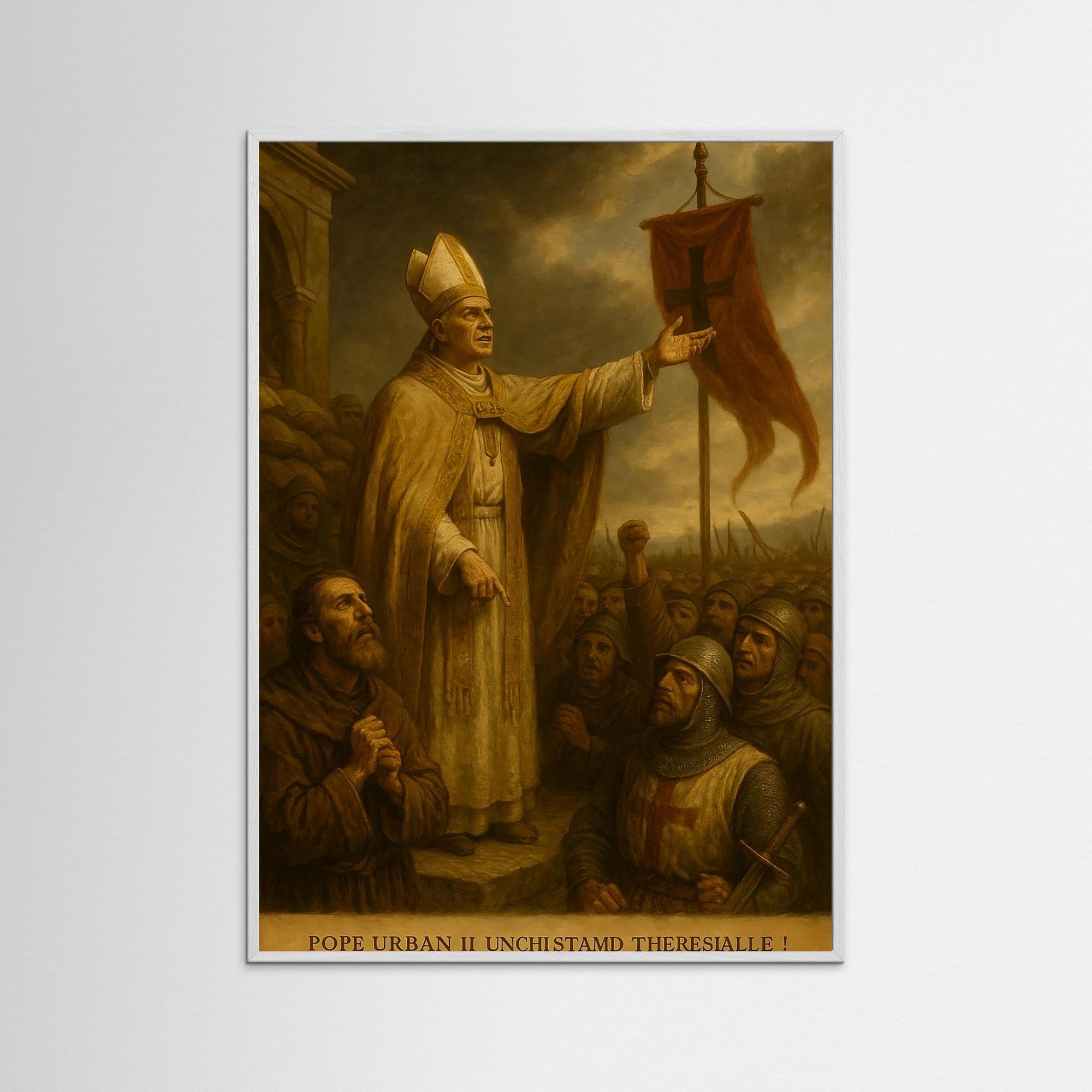 First Crusade Call als Kunstwerk mit weißem Echtholzrahmen