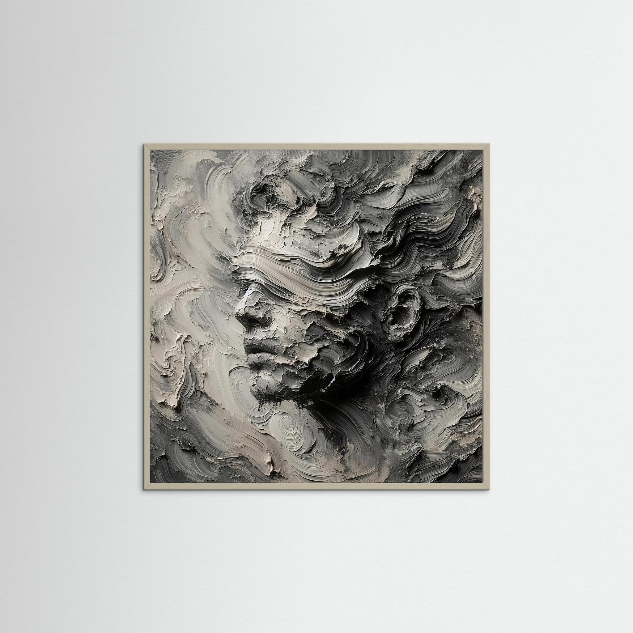 Formless Memory als Kunstwerk mit grauem Echtholzrahmen