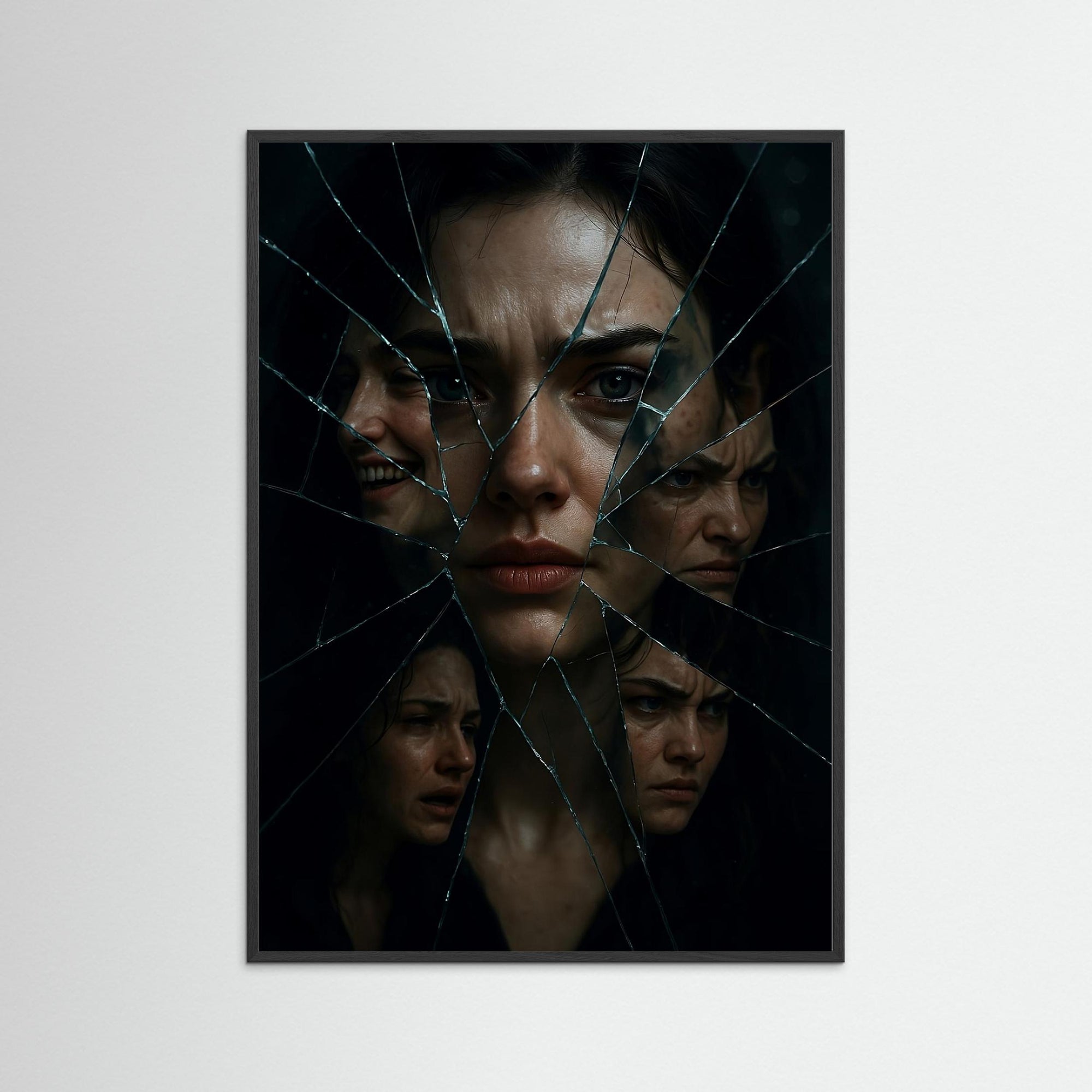 Fractured als Kunstmotiv mit schwarzem Echtholzrahmen