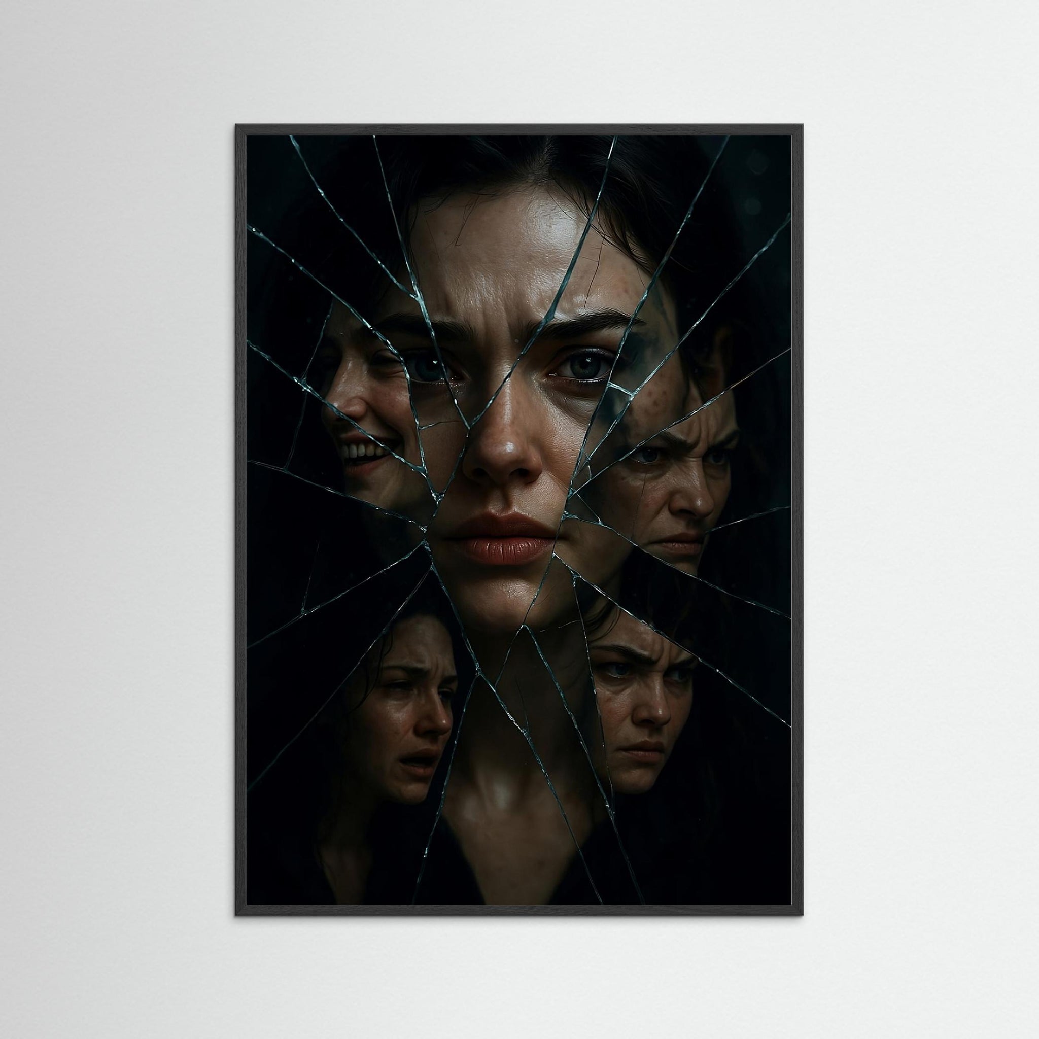 Fractured als Kunstmotiv mit schwarzem Echtholzrahmen