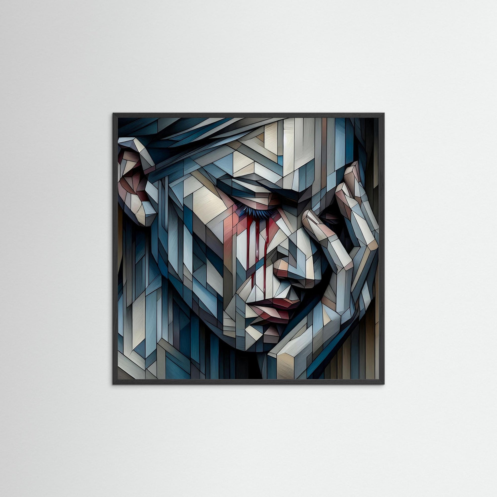 Fractured Tears als dekoratives Wandbild mit schwarzem Echtholzrahmen