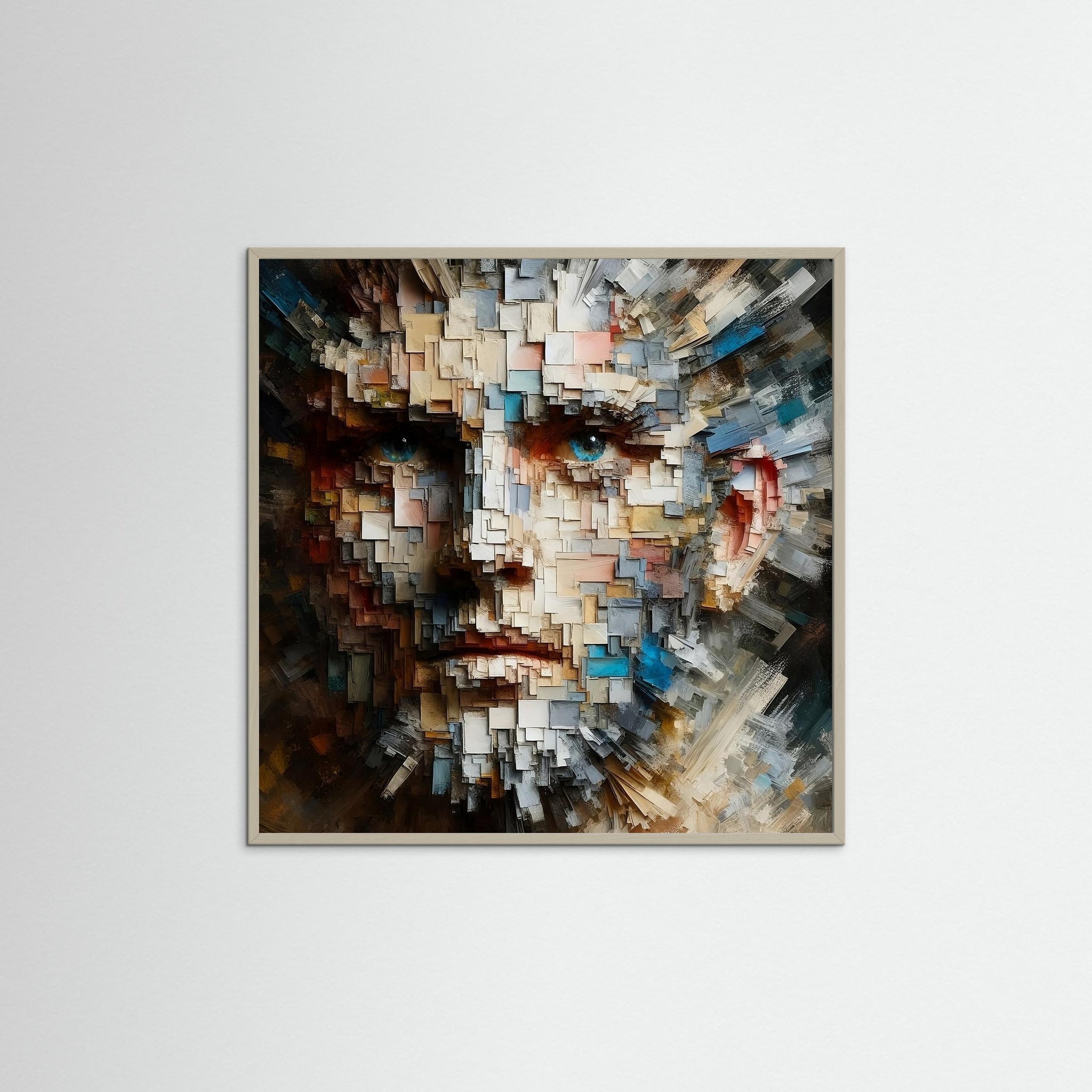 Fragmented Vision als Kunstwerk mit grauem Echtholzrahmen