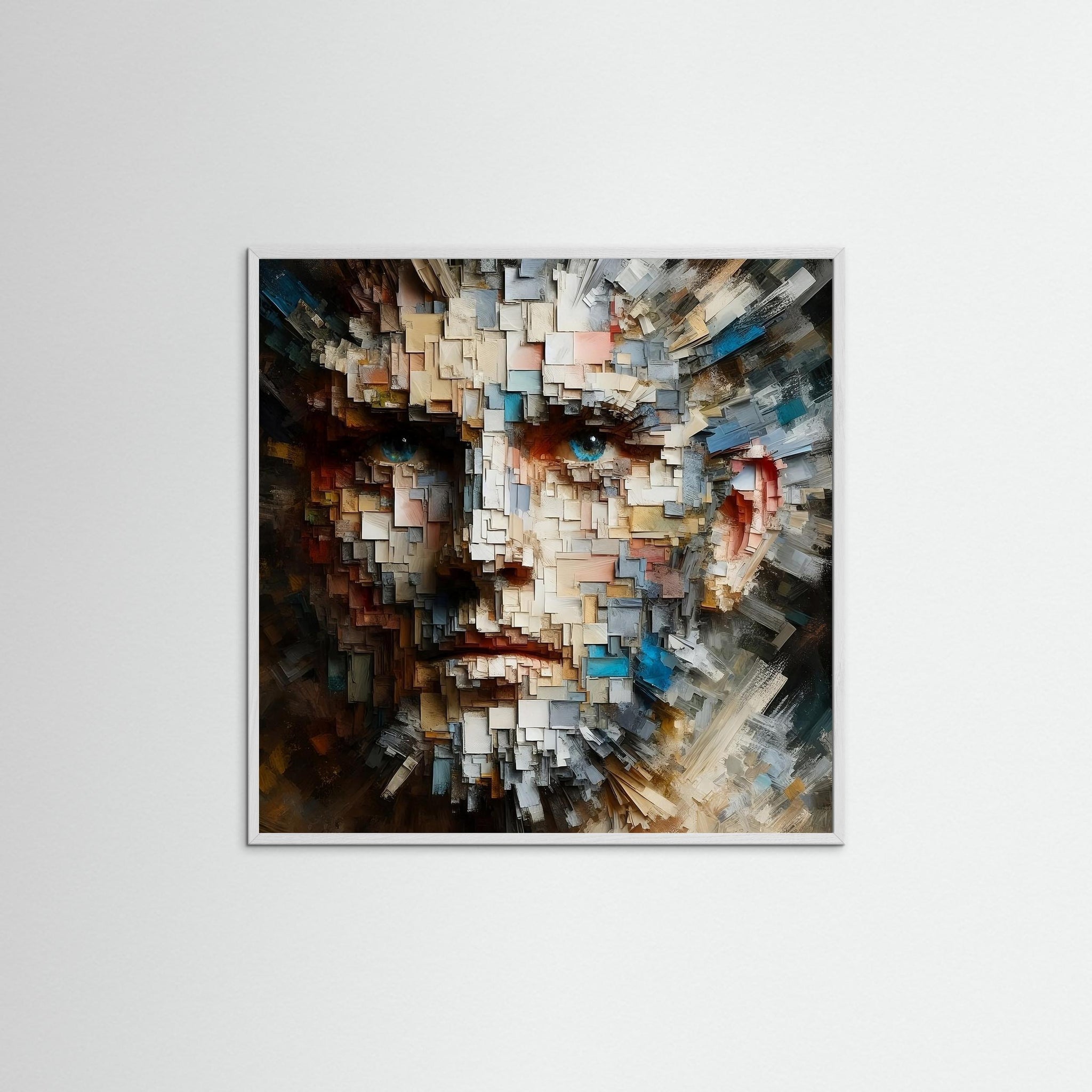 Fragmented Vision als Kunstmotiv mit weißem Echtholzrahmen