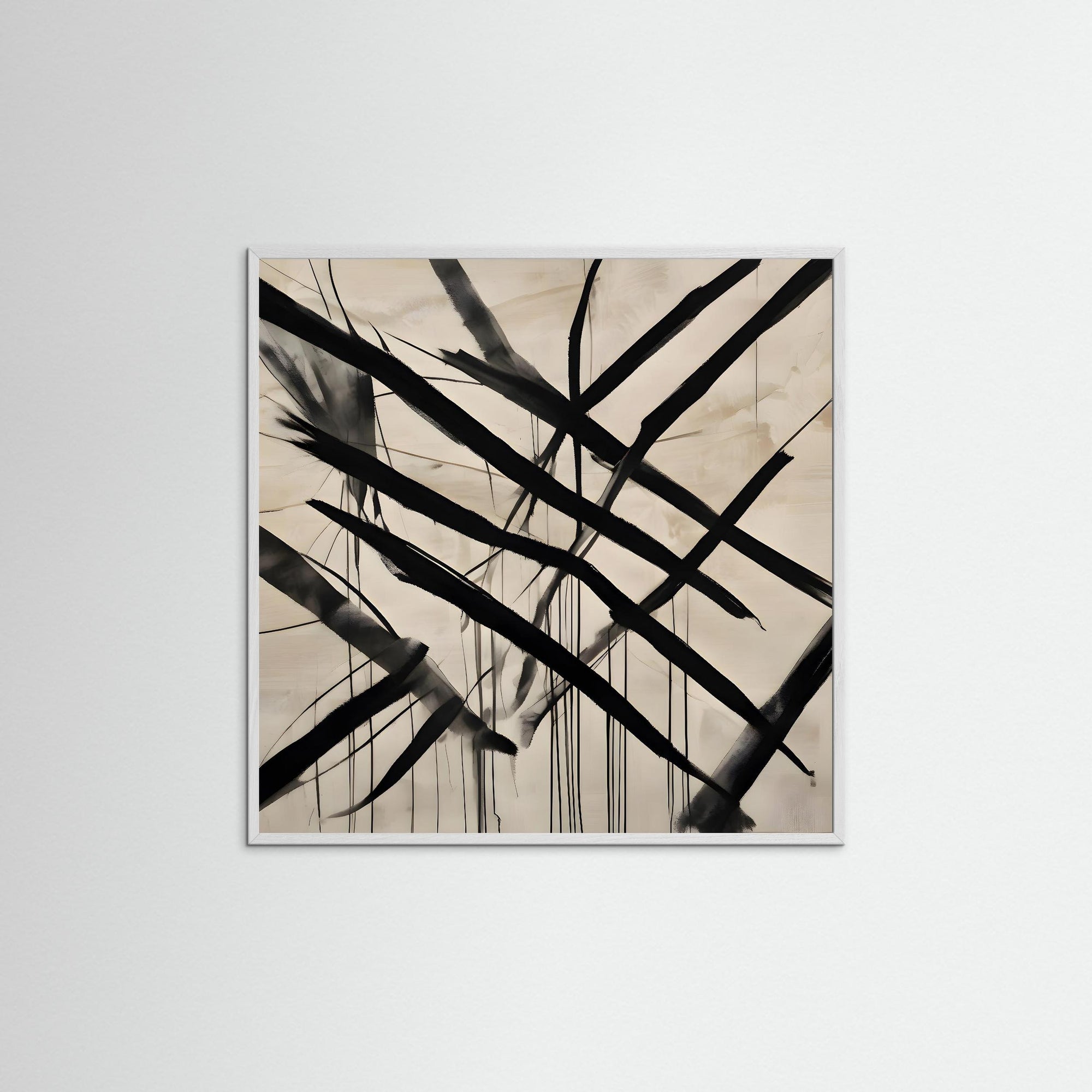 Fragments of Control als Kunstmotiv mit weißem Echtholzrahmen