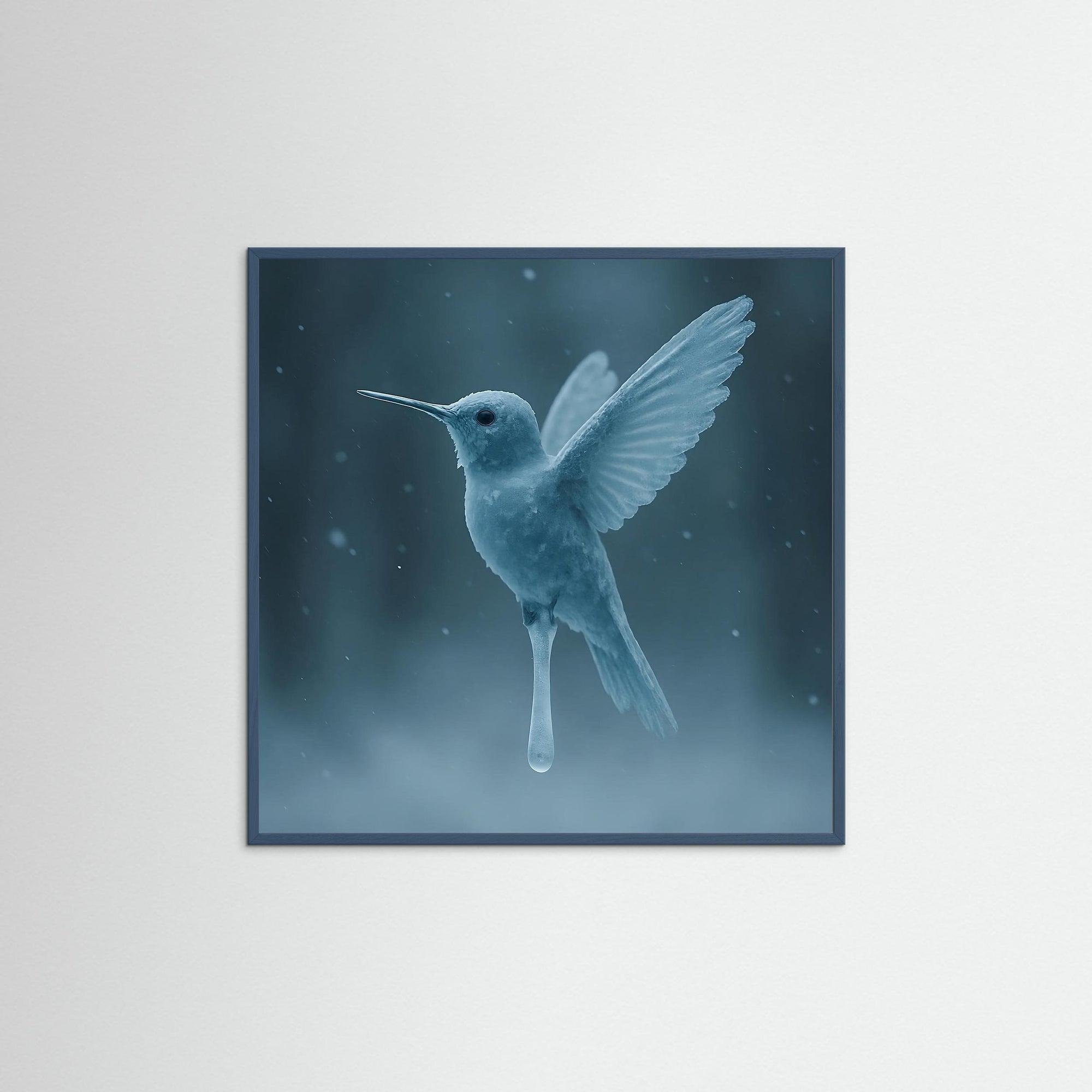 Frozen Flight als Kunstwerk mit Echtholzrahmen in Teal