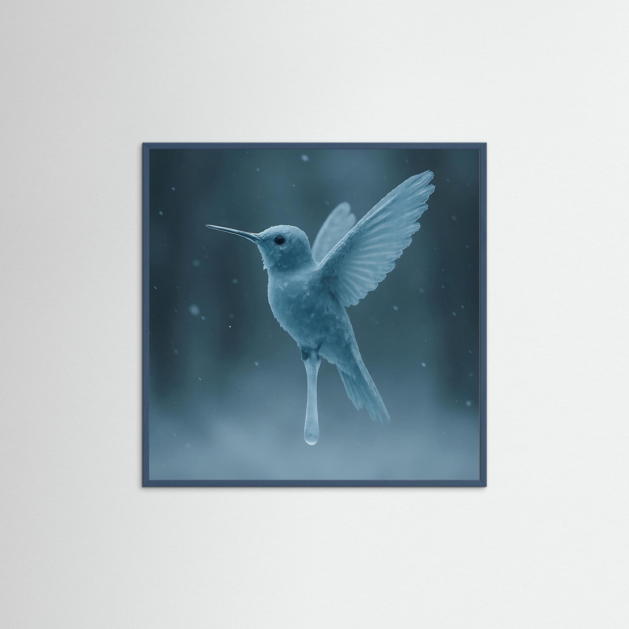 Frozen Flight als Kunstwerk mit Echtholzrahmen in Teal