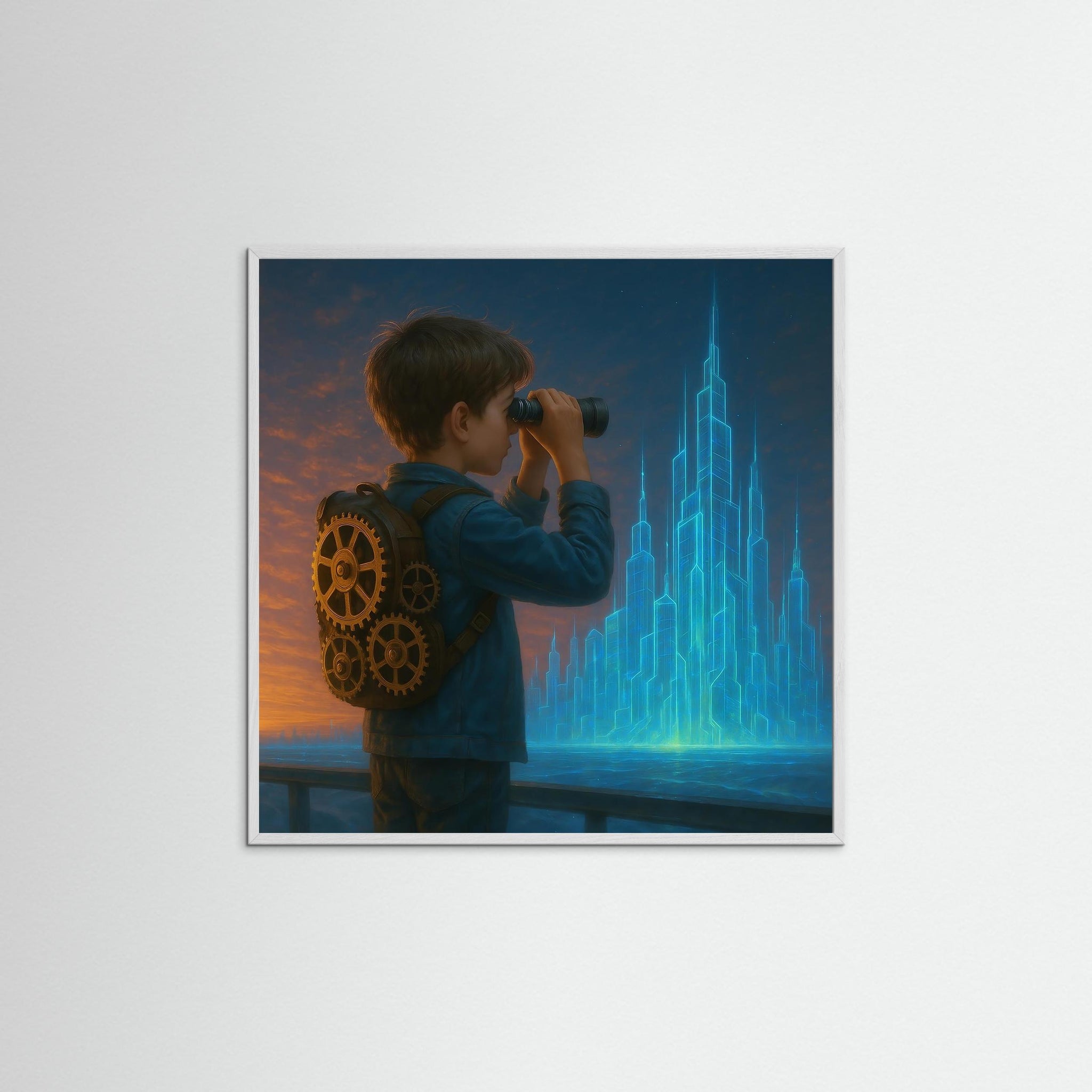 Future in Sight als Kunstmotiv mit weißem Echtholzrahmen