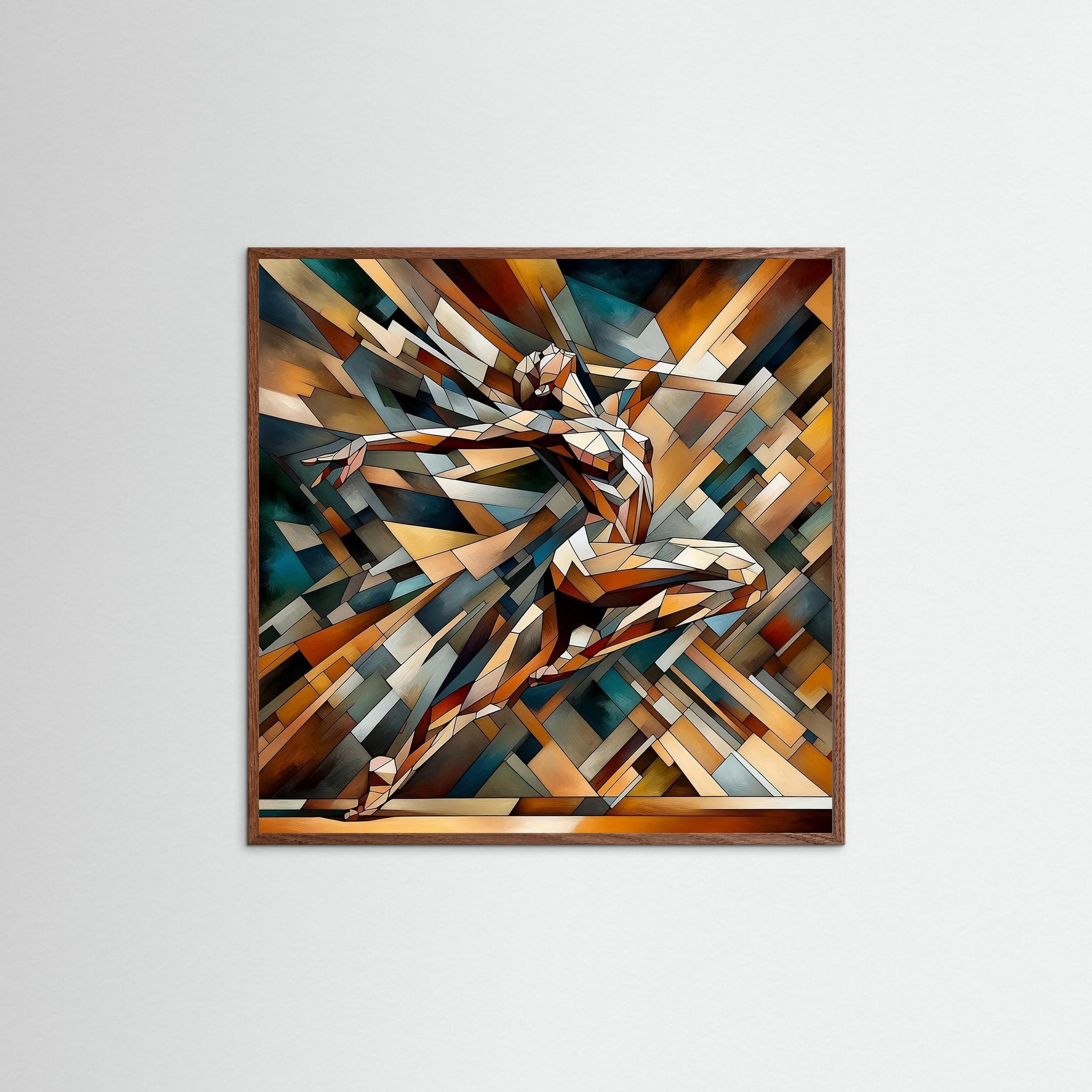 Geometric Motion als Kunstwerk mit Echtholzrahmen in Dunkler Eiche