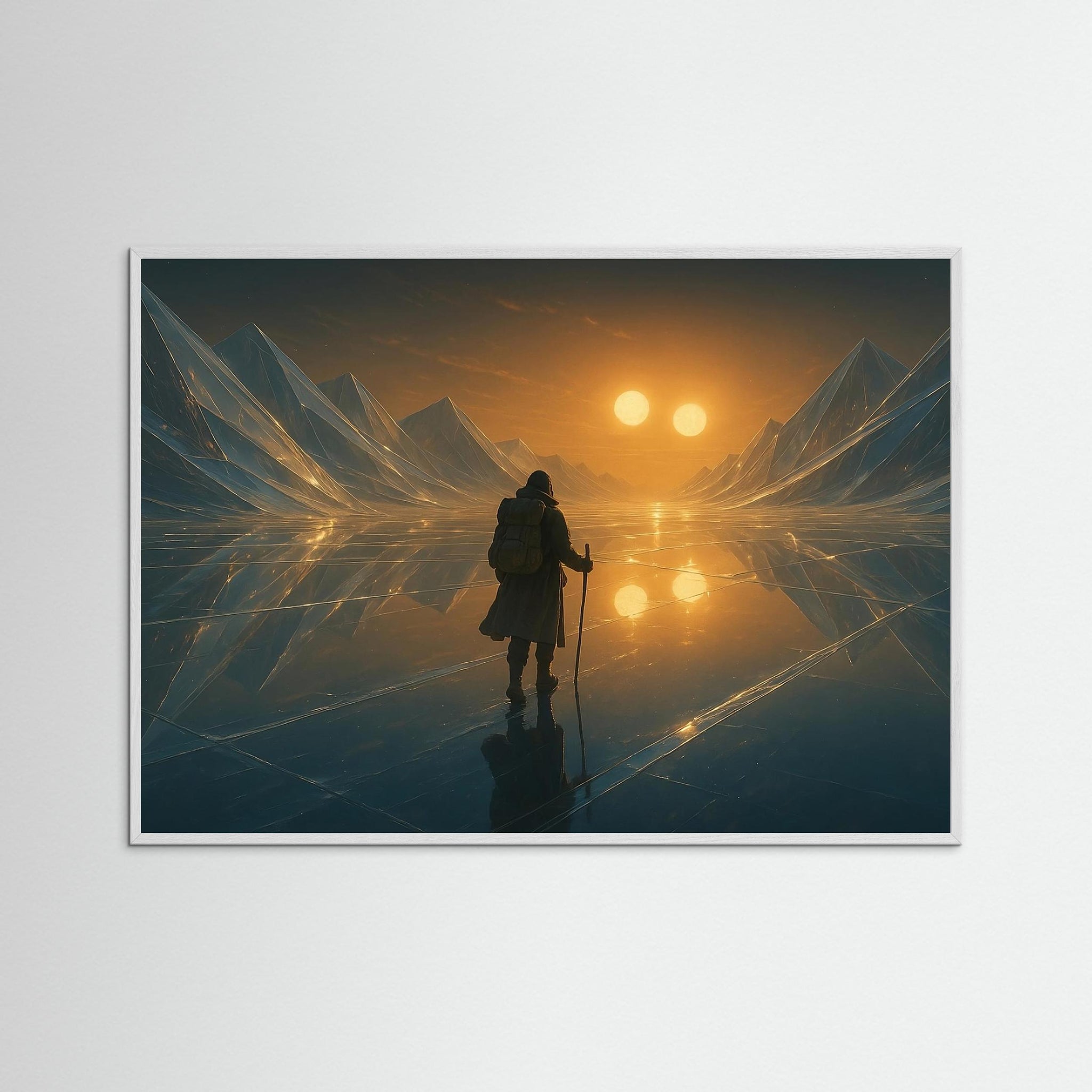 Glass Horizon als Kunstmotiv mit weißem Echtholzrahmen