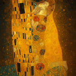 Romantische AI Kunst im Stil von Klimt – digitale Umarmung aus Gold und Gefühl
