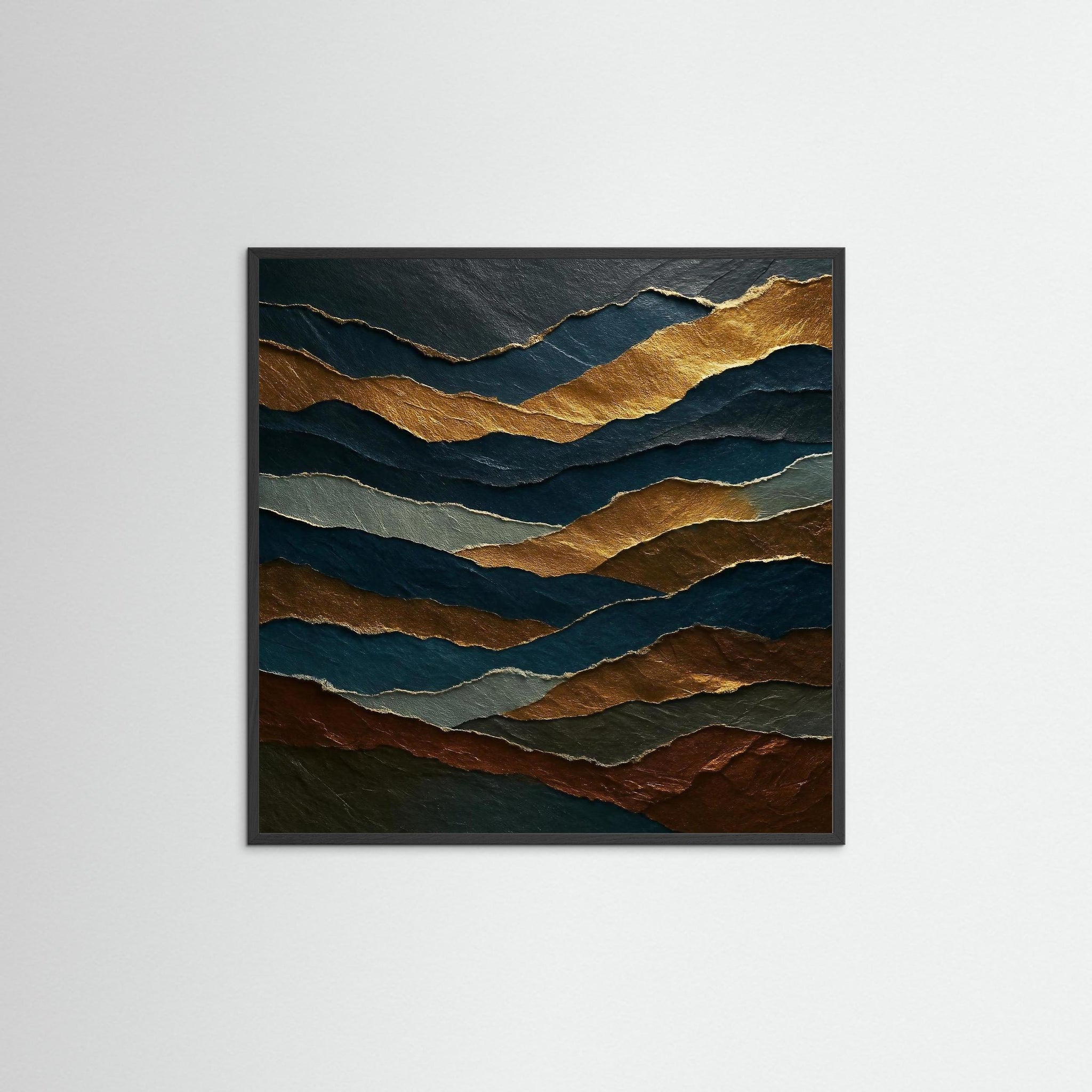 Golden Horizons als Kunstwerk mit schwarzem Echtholzrahmen