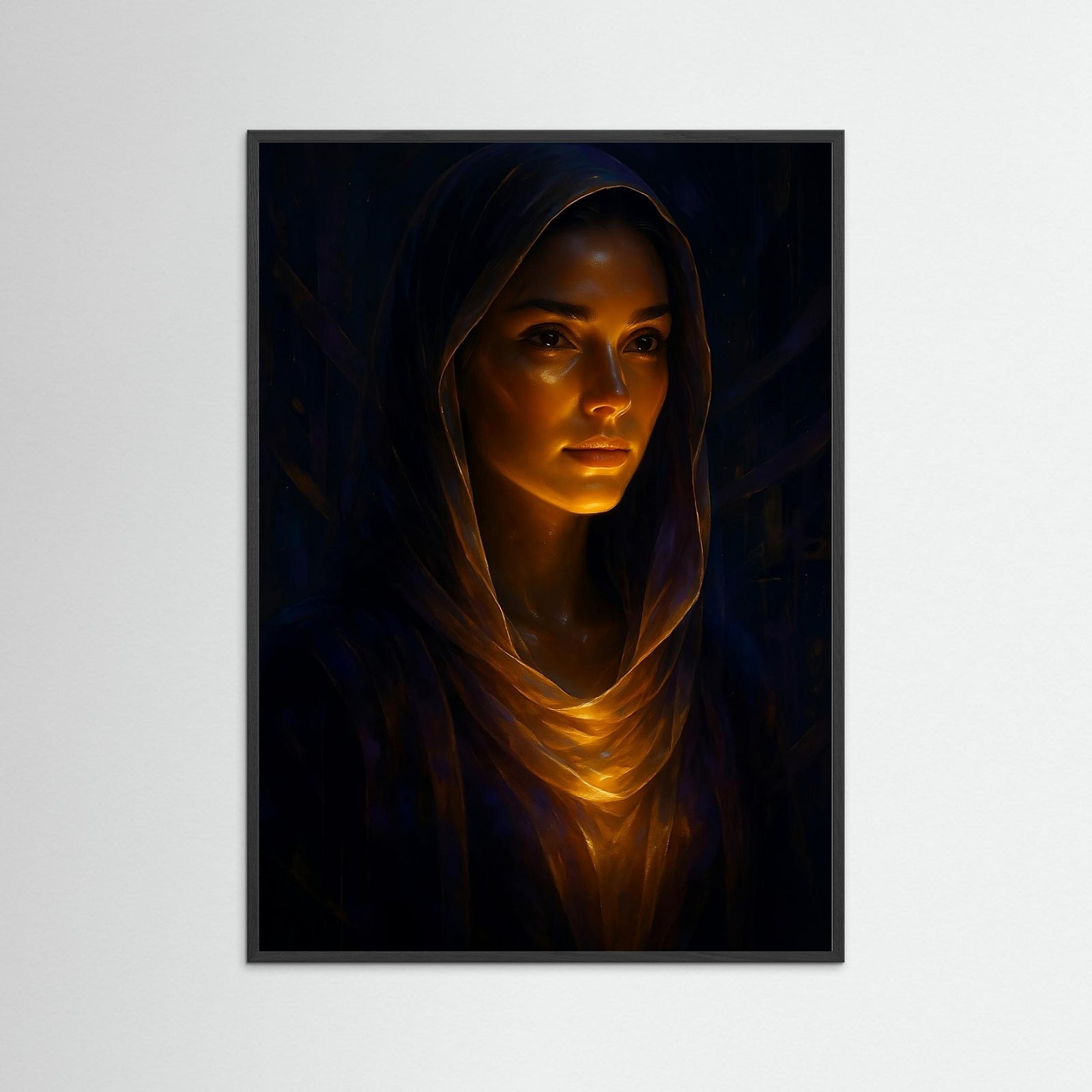 Golden Veil als Kunstwerk mit schwarzem Echtholzrahmen