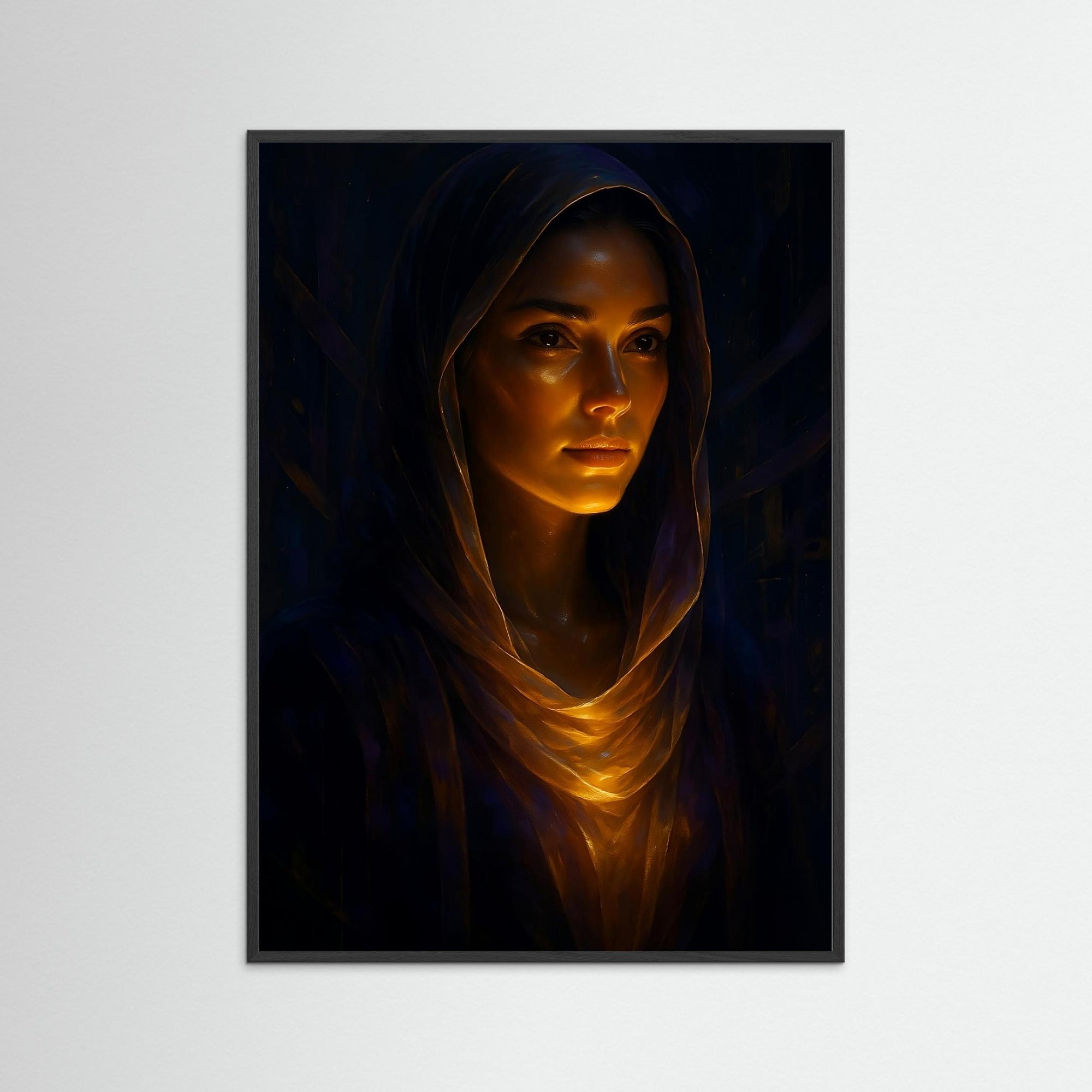 Golden Veil als Kunstwerk mit schwarzem Echtholzrahmen