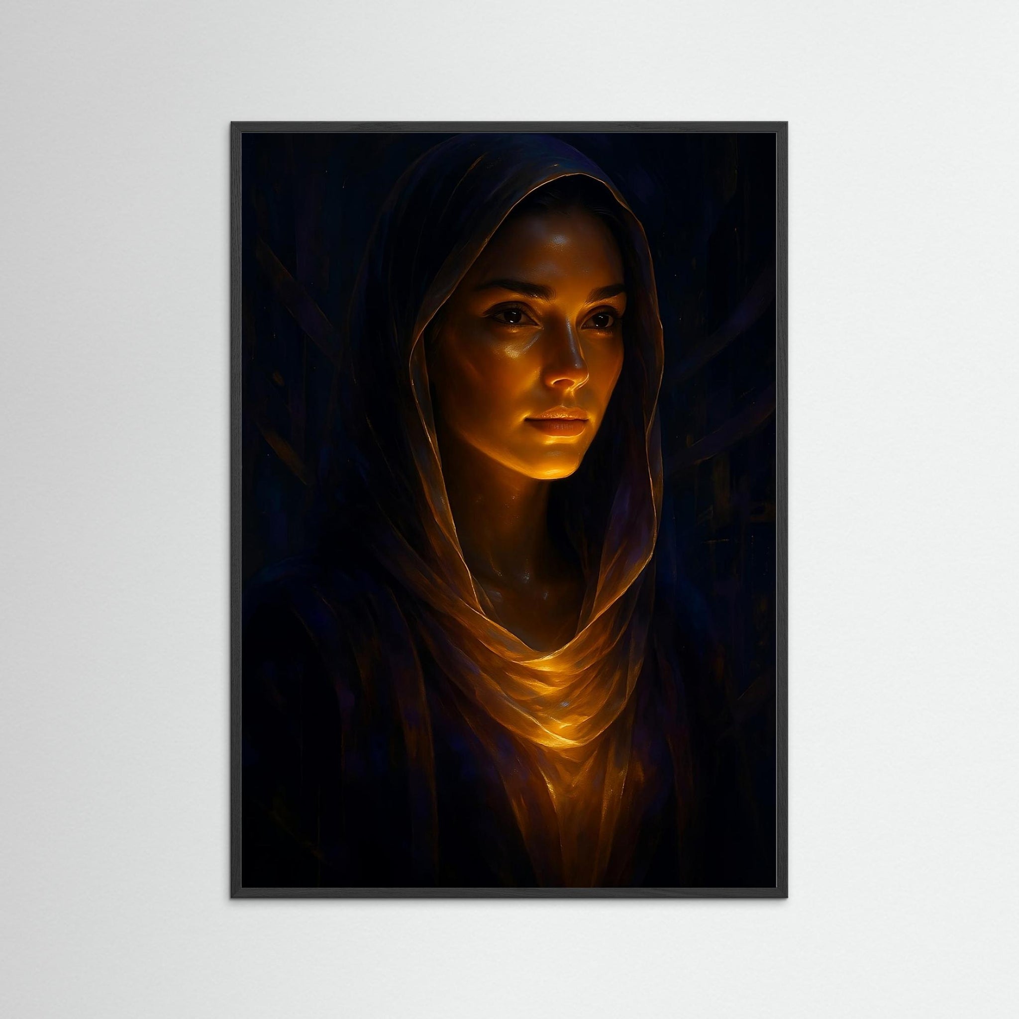 Golden Veil als Kunstwerk mit schwarzem Echtholzrahmen