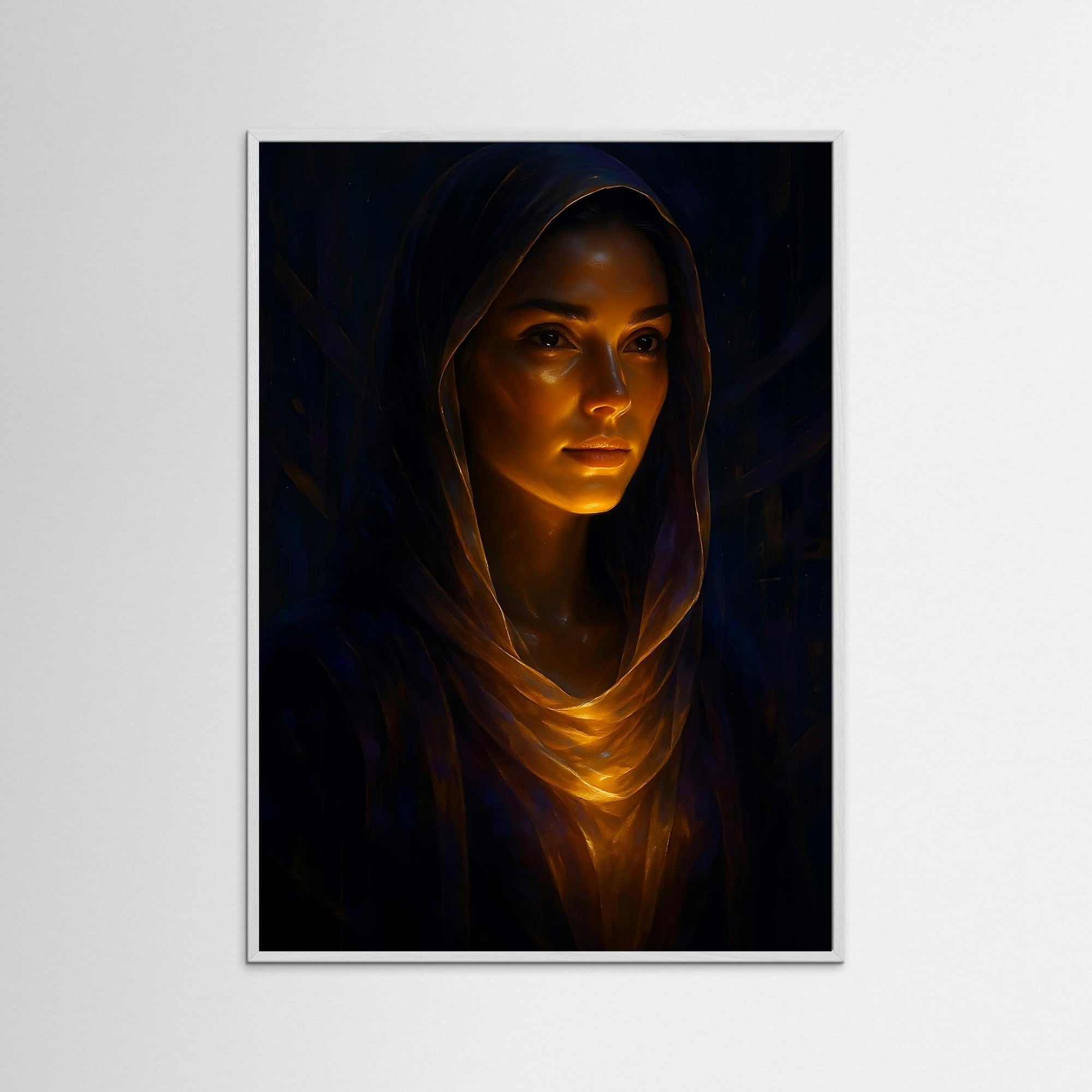 Golden Veil als Kunstmotiv mit weißem Echtholzrahmen