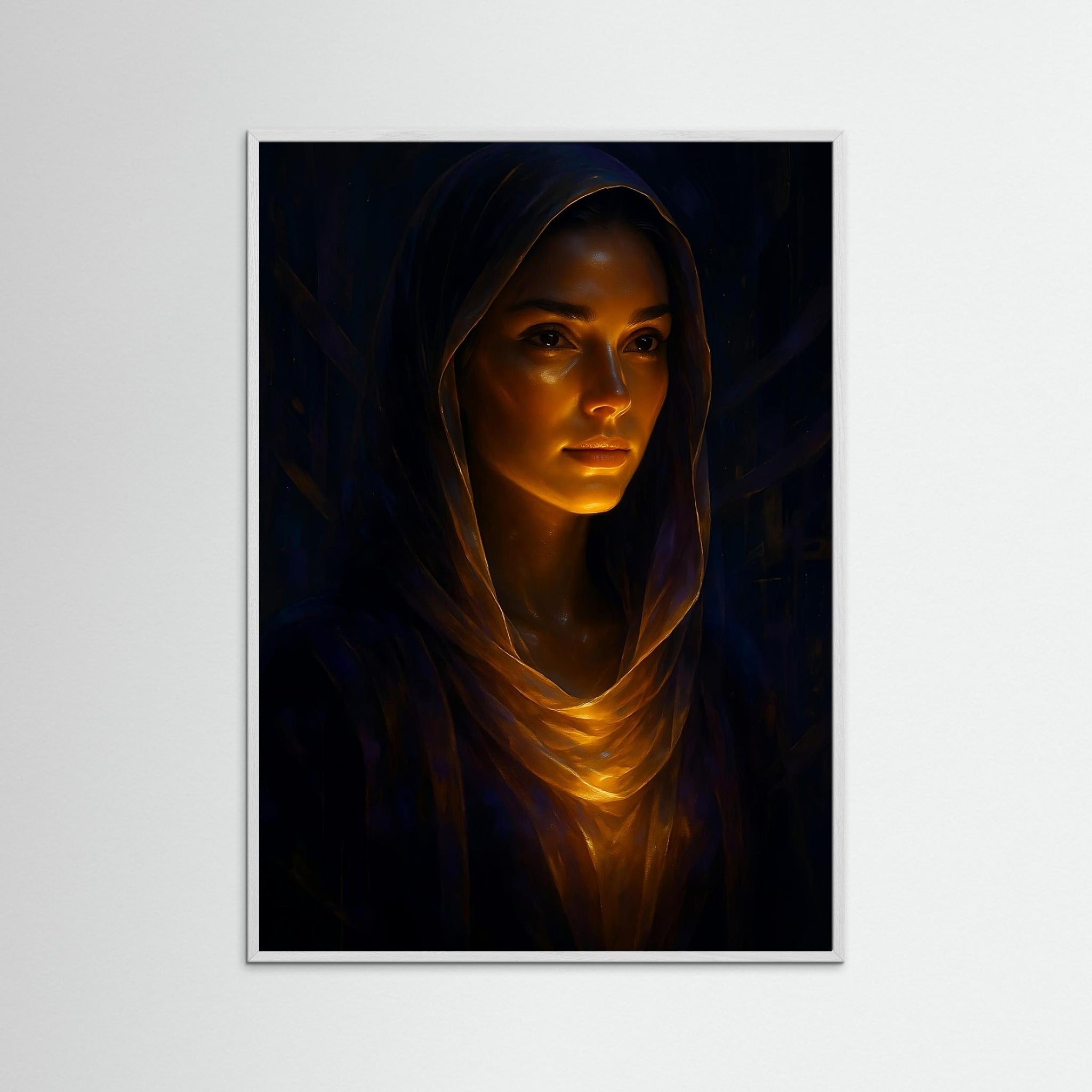 Golden Veil als Kunstmotiv mit weißem Echtholzrahmen