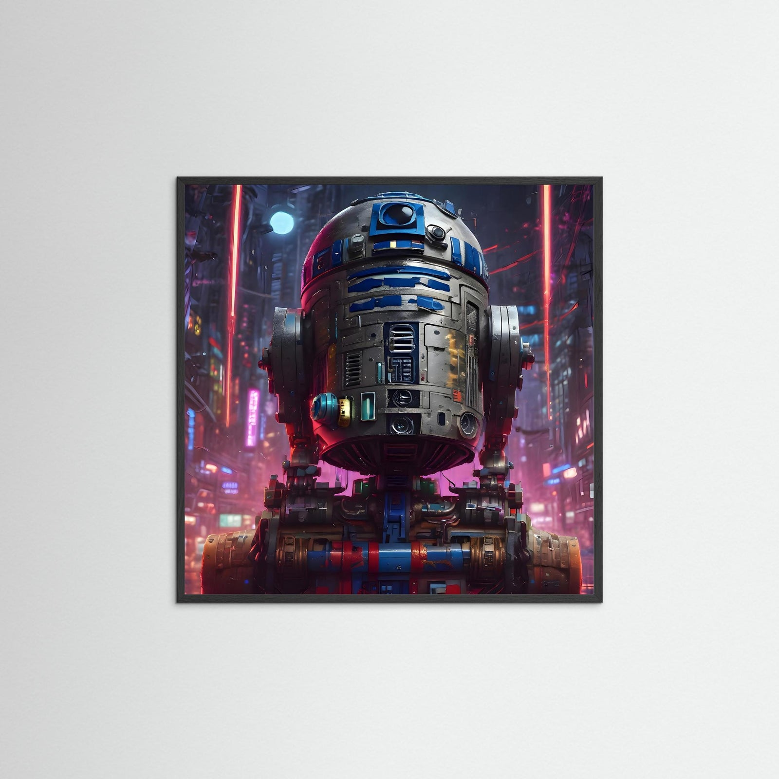 Guardian of the Cyber City als Kunstwerk mit schwarzem Echtholzrahmen