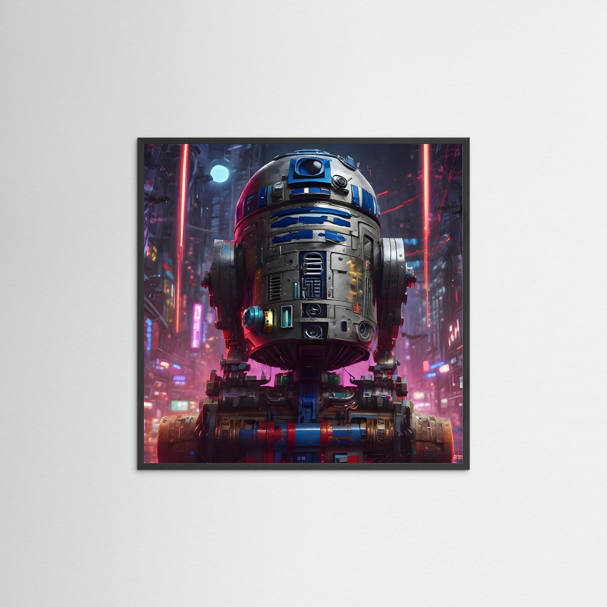 Guardian of the Cyber City als Kunstwerk mit schwarzem Echtholzrahmen