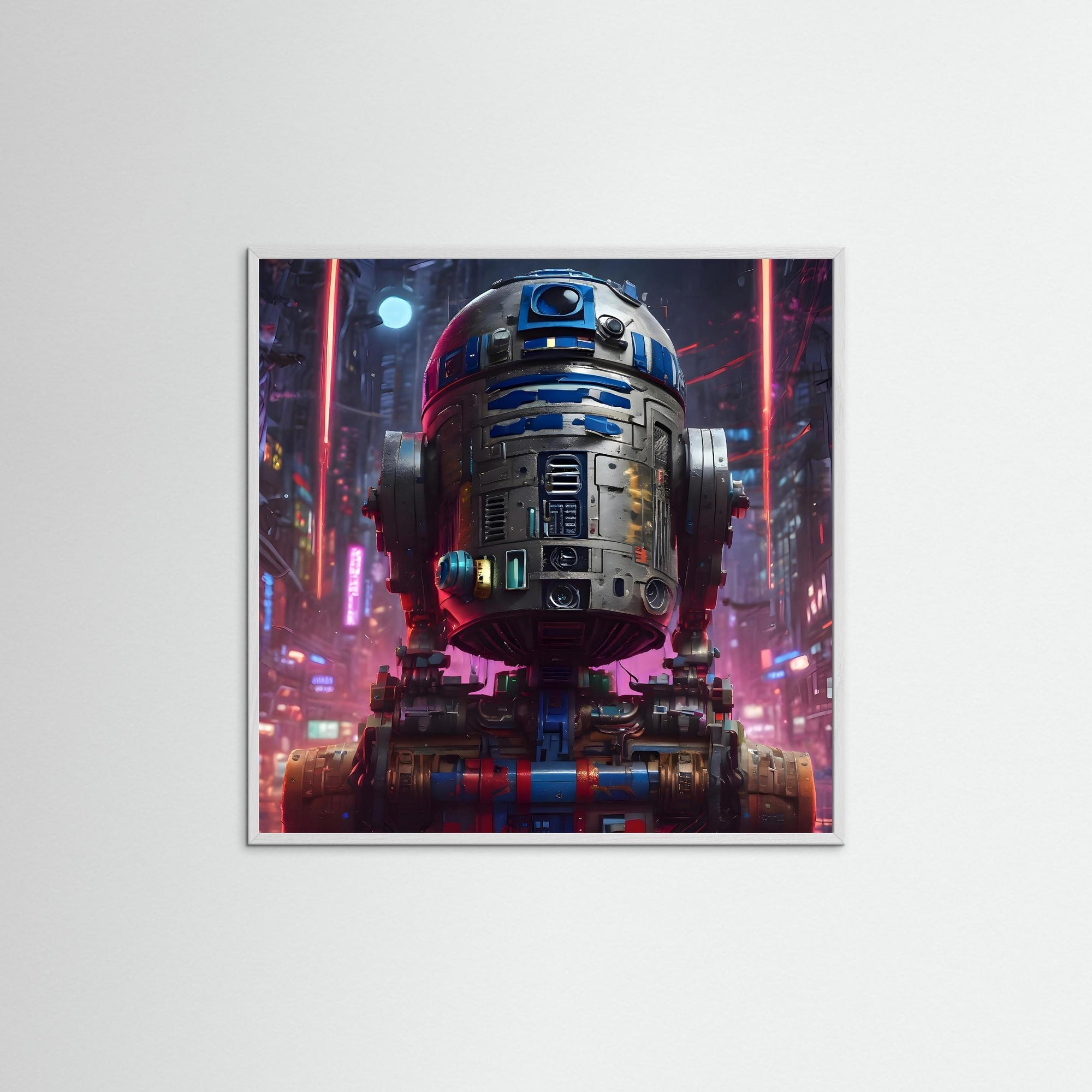 Guardian of the Cyber City als Kunstmotiv mit weißem Echtholzrahmen