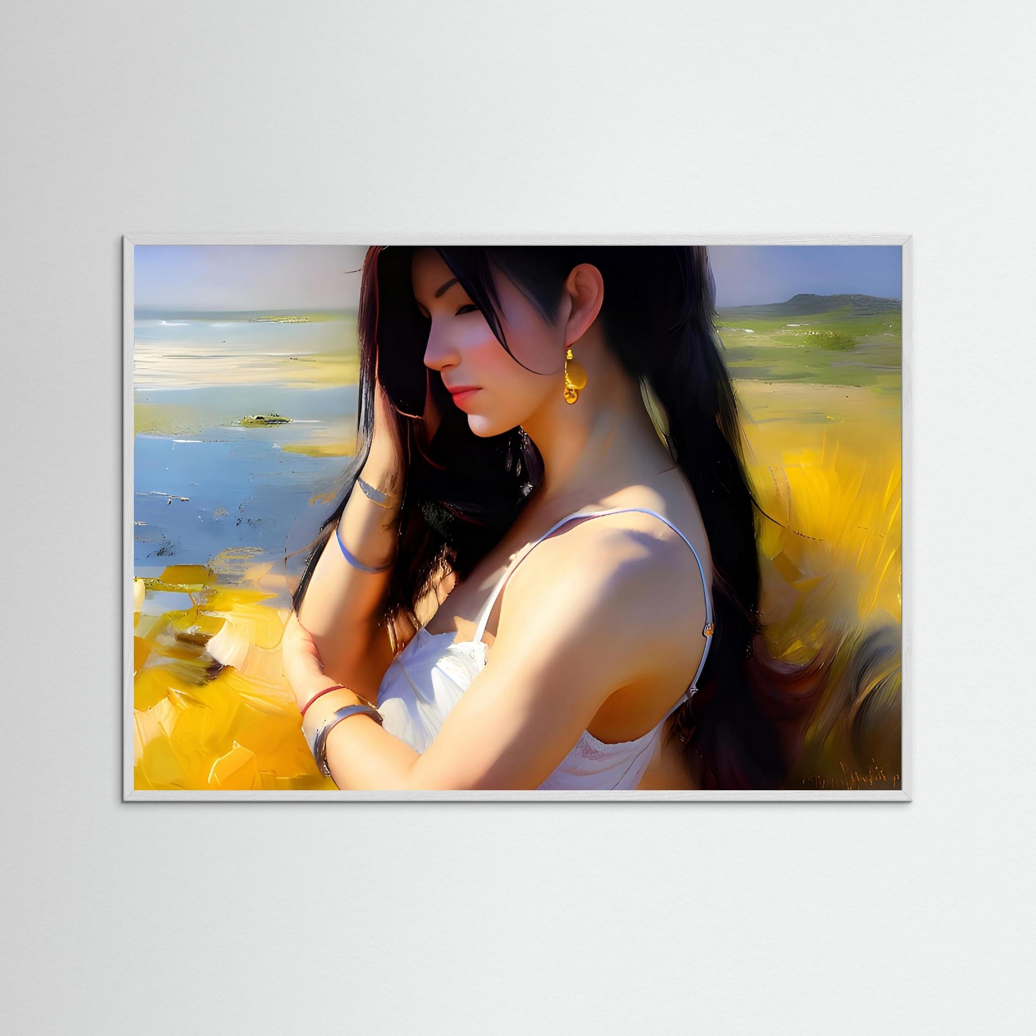Hot Summer als Kunstwerk mit weißem Echtholzrahmen