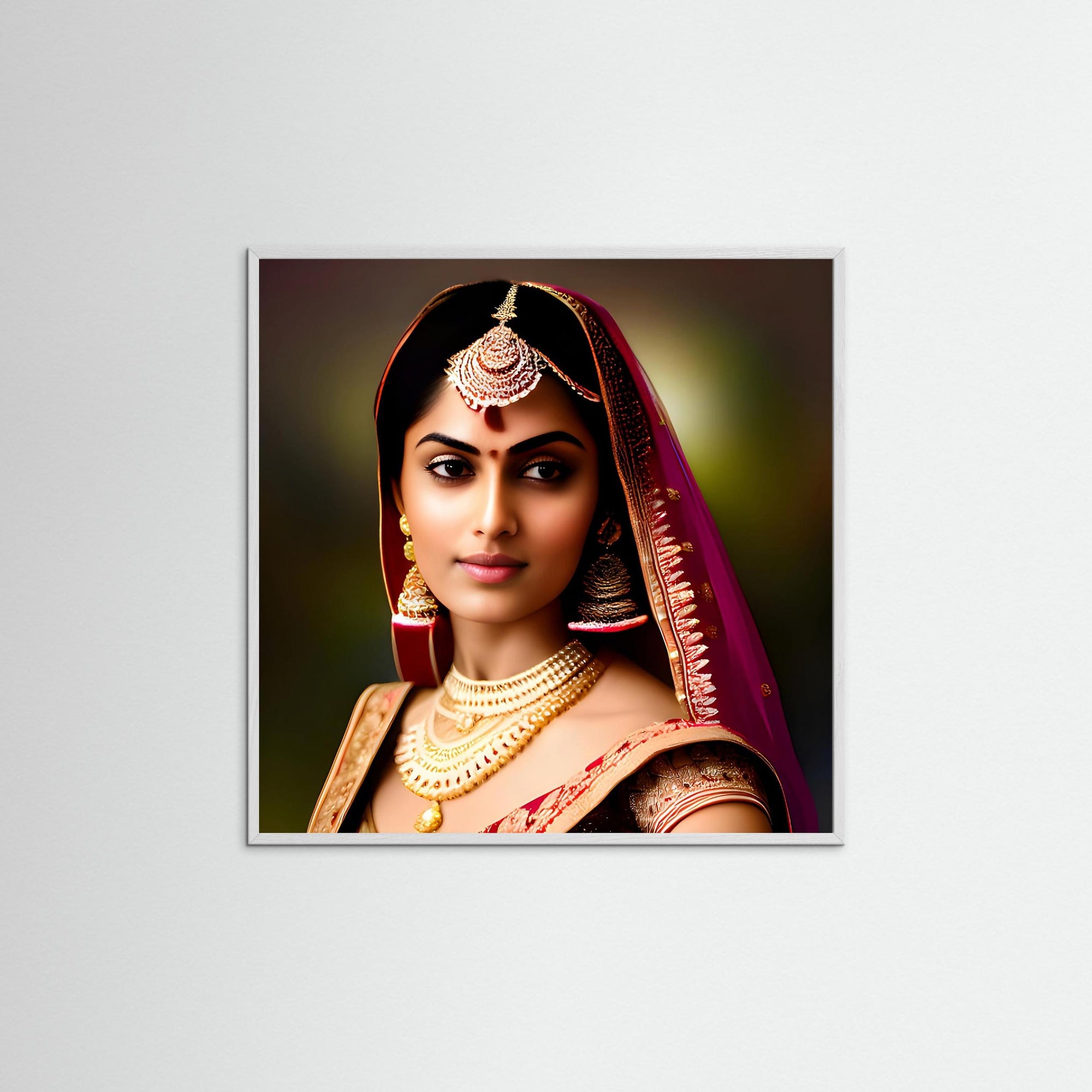 Indian Beauty als Kunstwerk mit weißem Echtholzrahmen