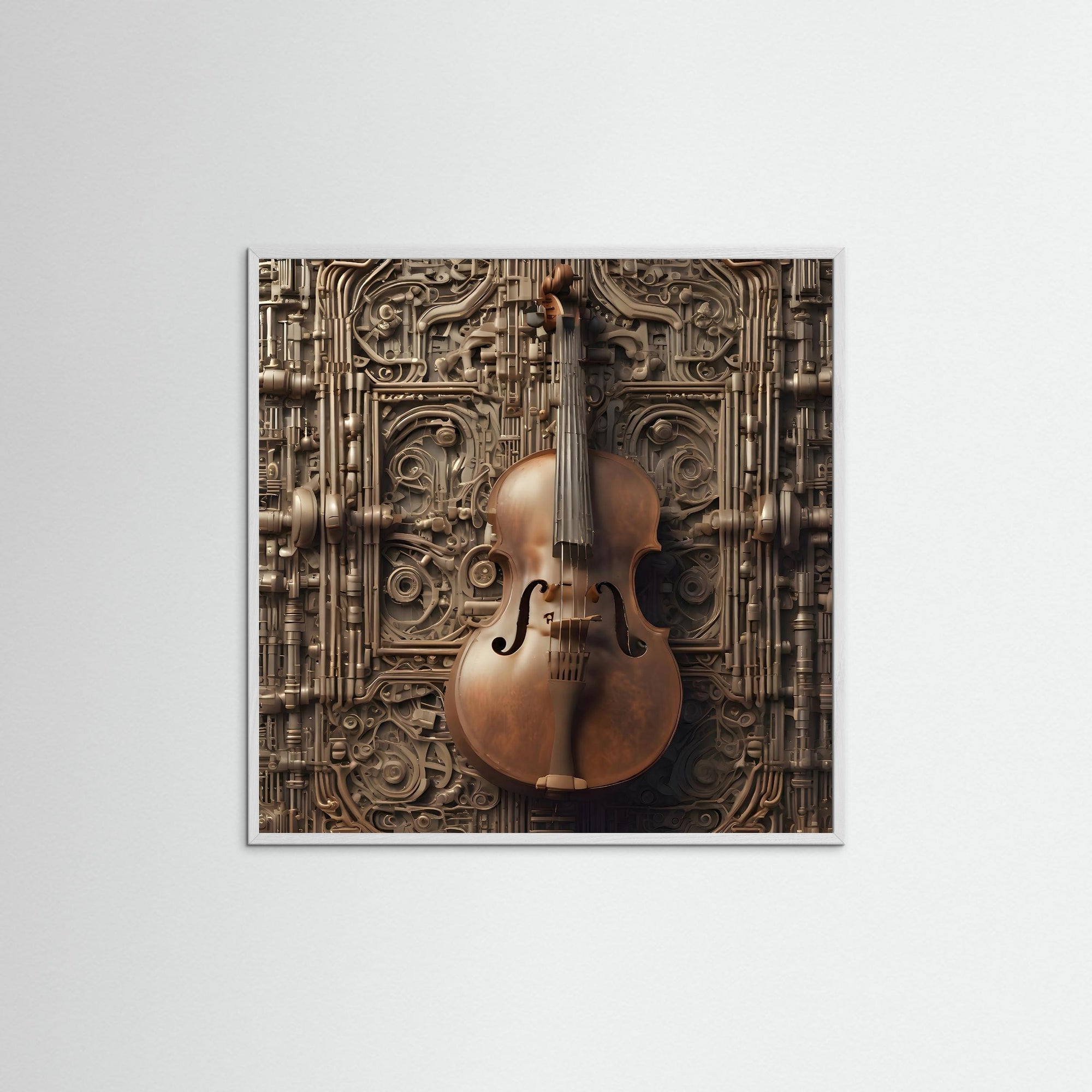 Industrial Sonata als Kunstmotiv mit weißem Echtholzrahmen